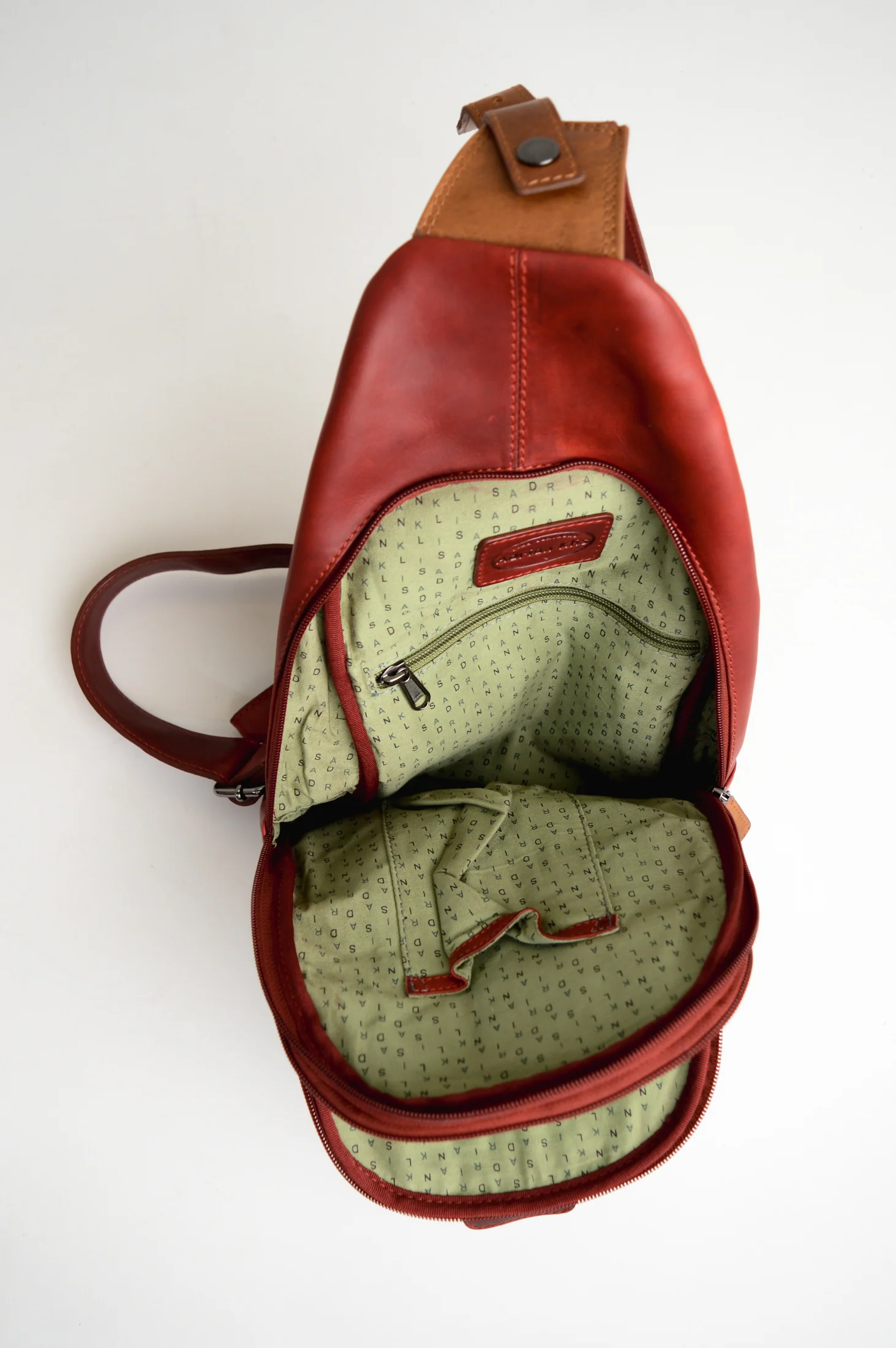 Adrian Klis 1854 Sling Bag, Red/Tan, Buffalo Leather - Image 3