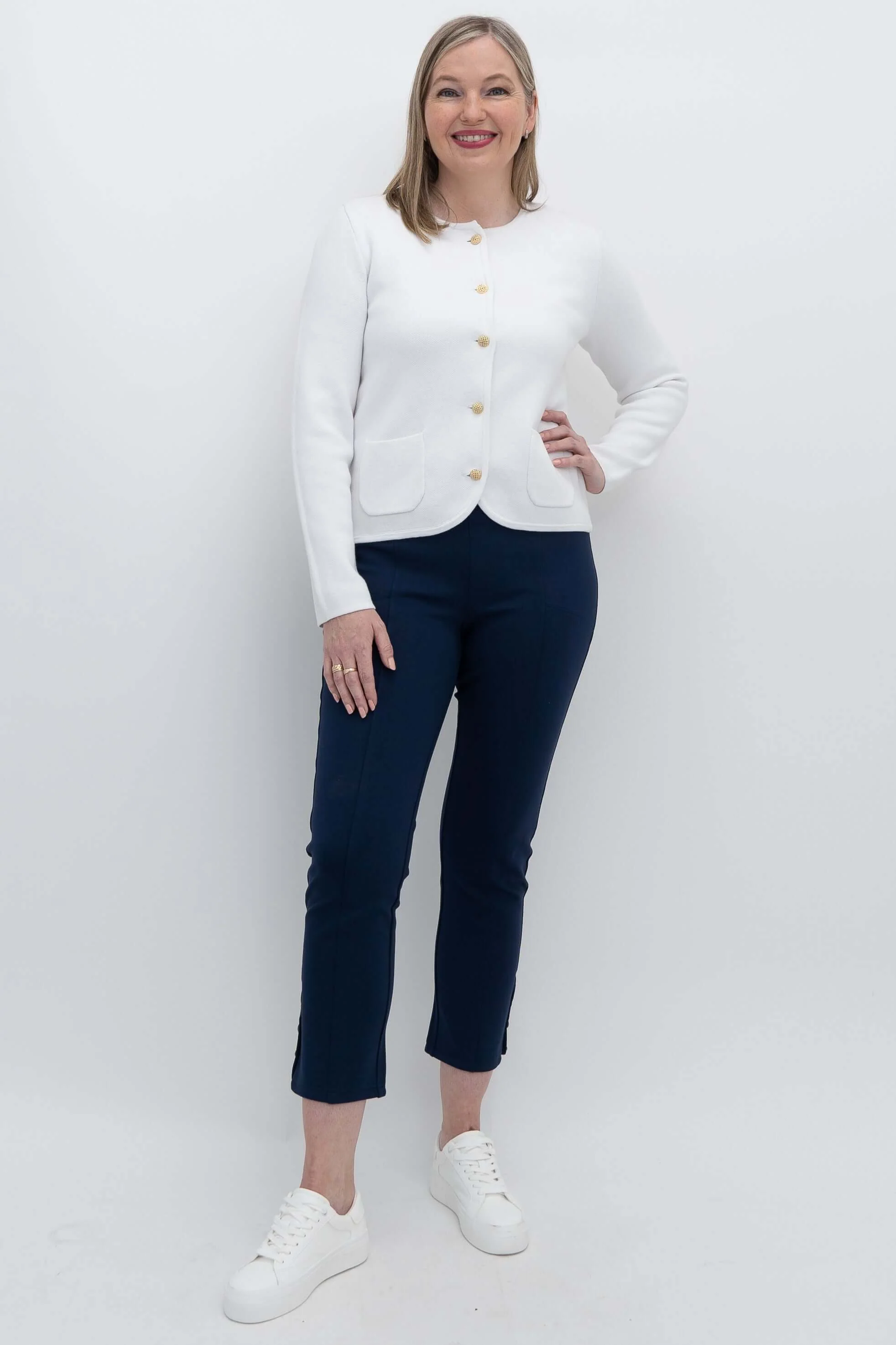Amira Sweater, White, Cotton - Image 2