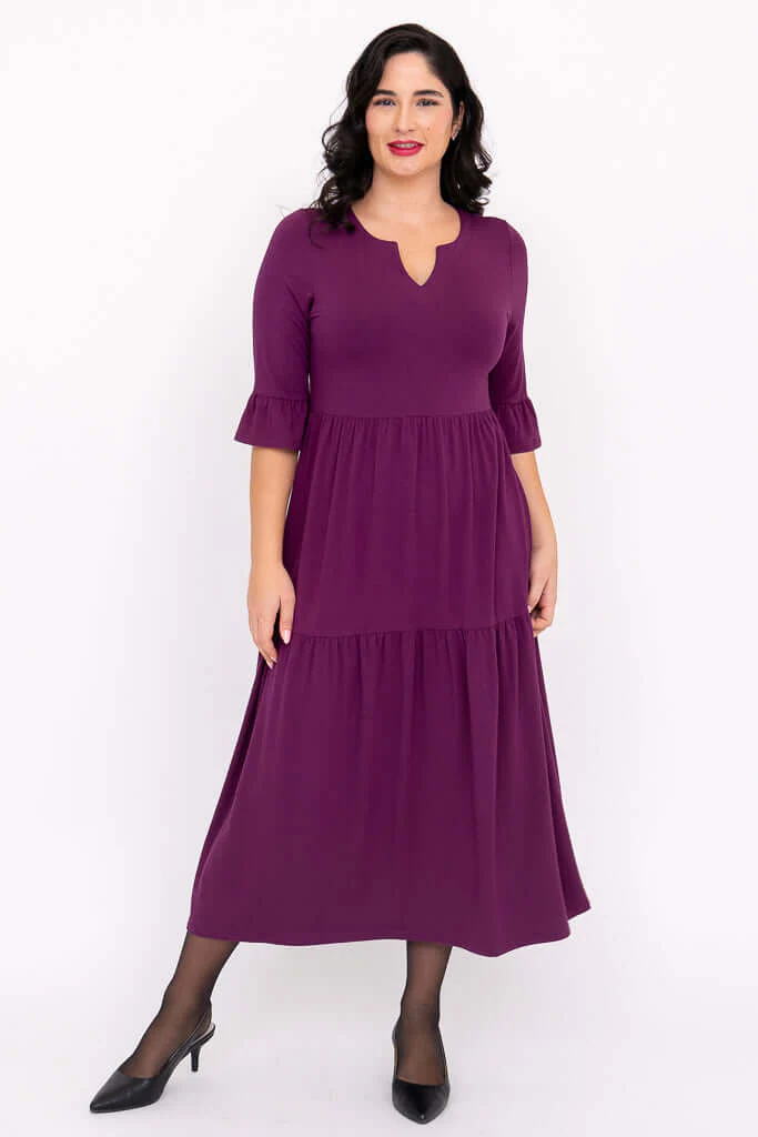 Bernadette Long Dress, Magenta, French Terry - Image 3