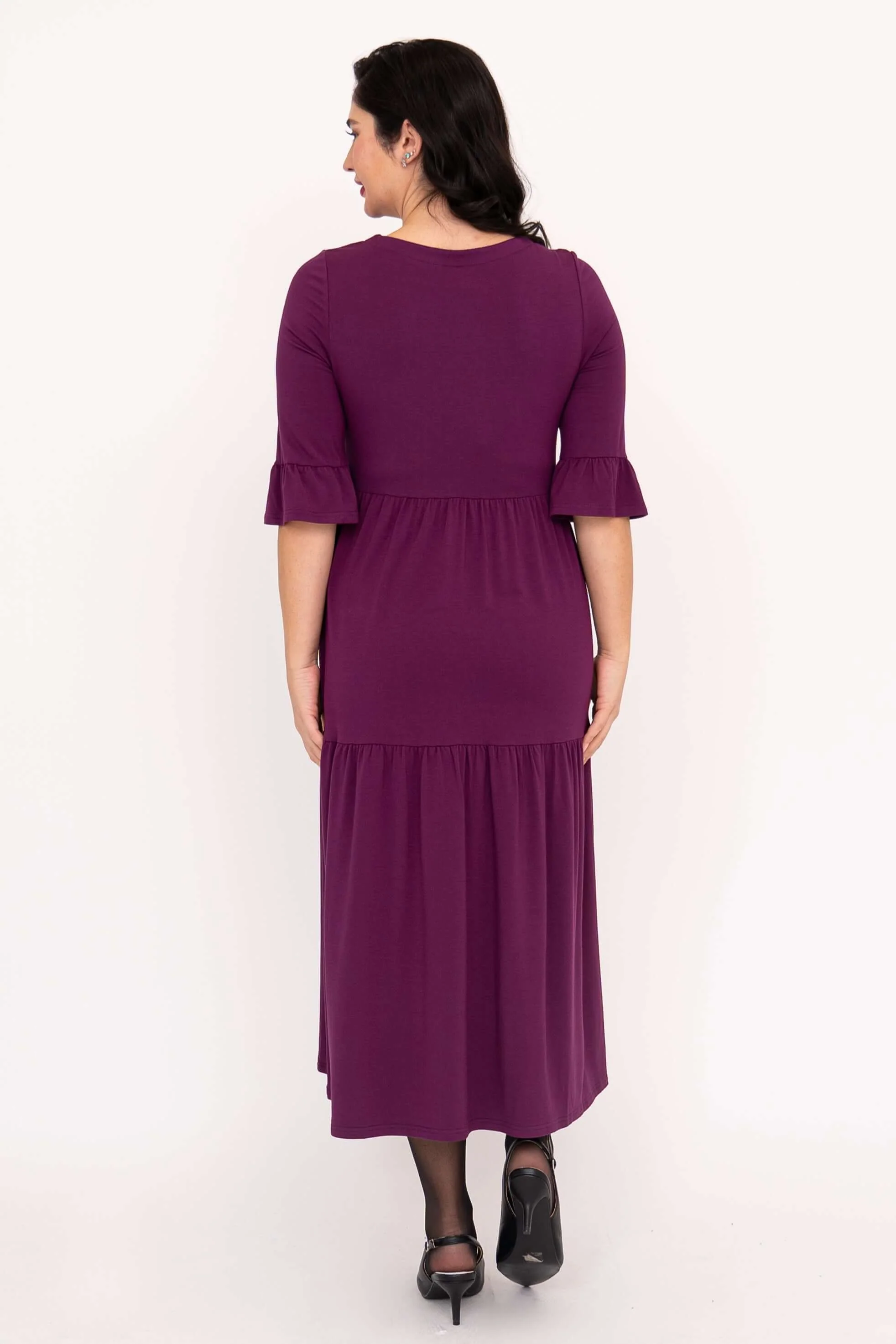 Bernadette Long Dress, Magenta, French Terry - Image 5