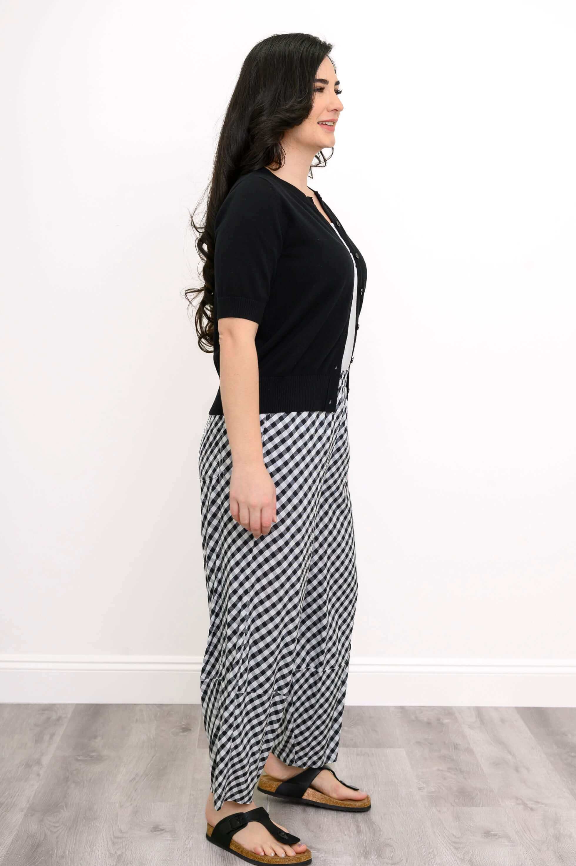 Boardwalk Pant, BW Gingham, Linen Bamboo - Image 3