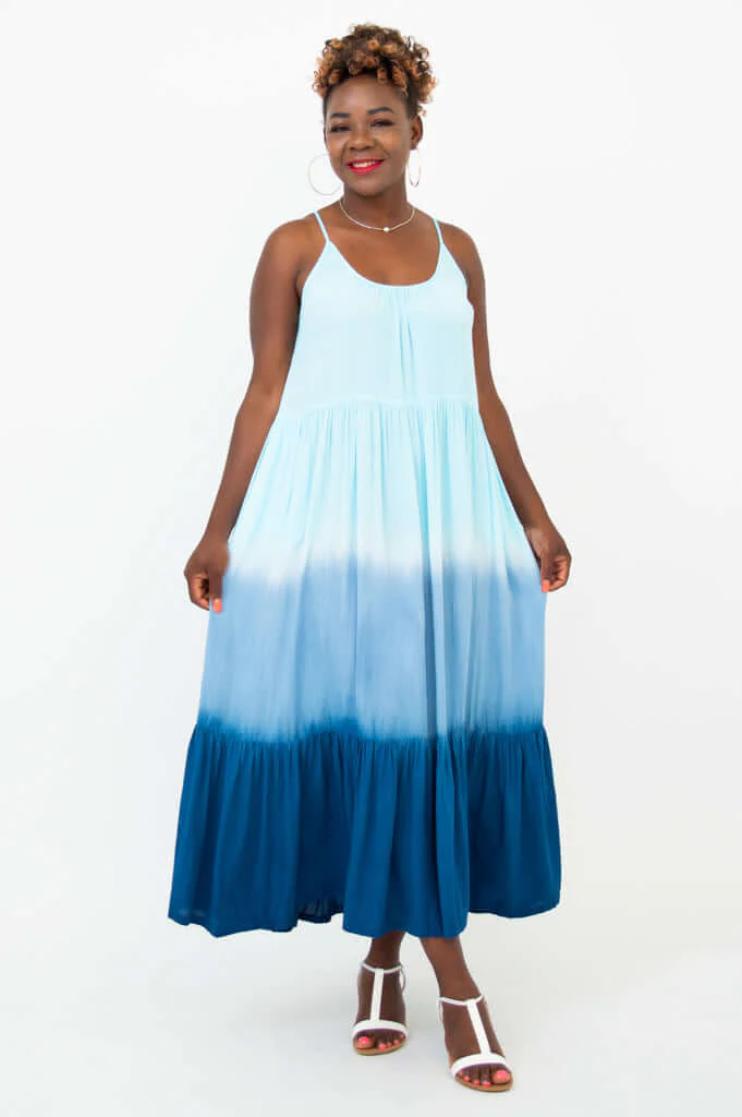 Boha Dress, Turquoise Dip-Dye - Image 2