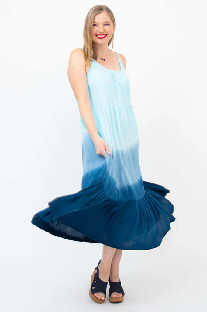 Boha Dress, Turquoise Dip-Dye - Image 3
