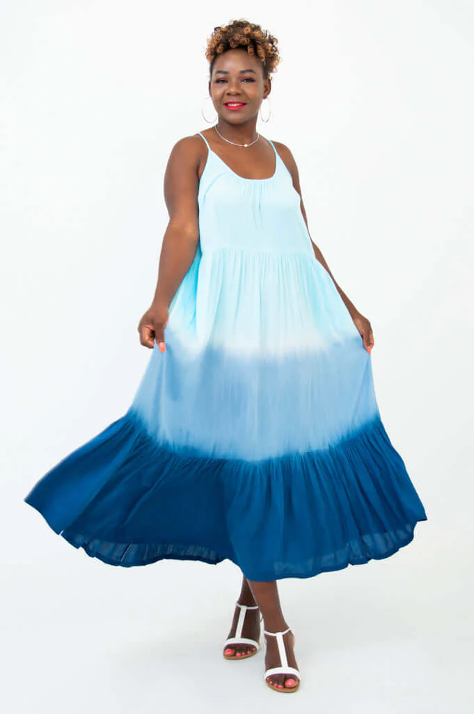 Boha Dress, Turquoise Dip-Dye - Image 6