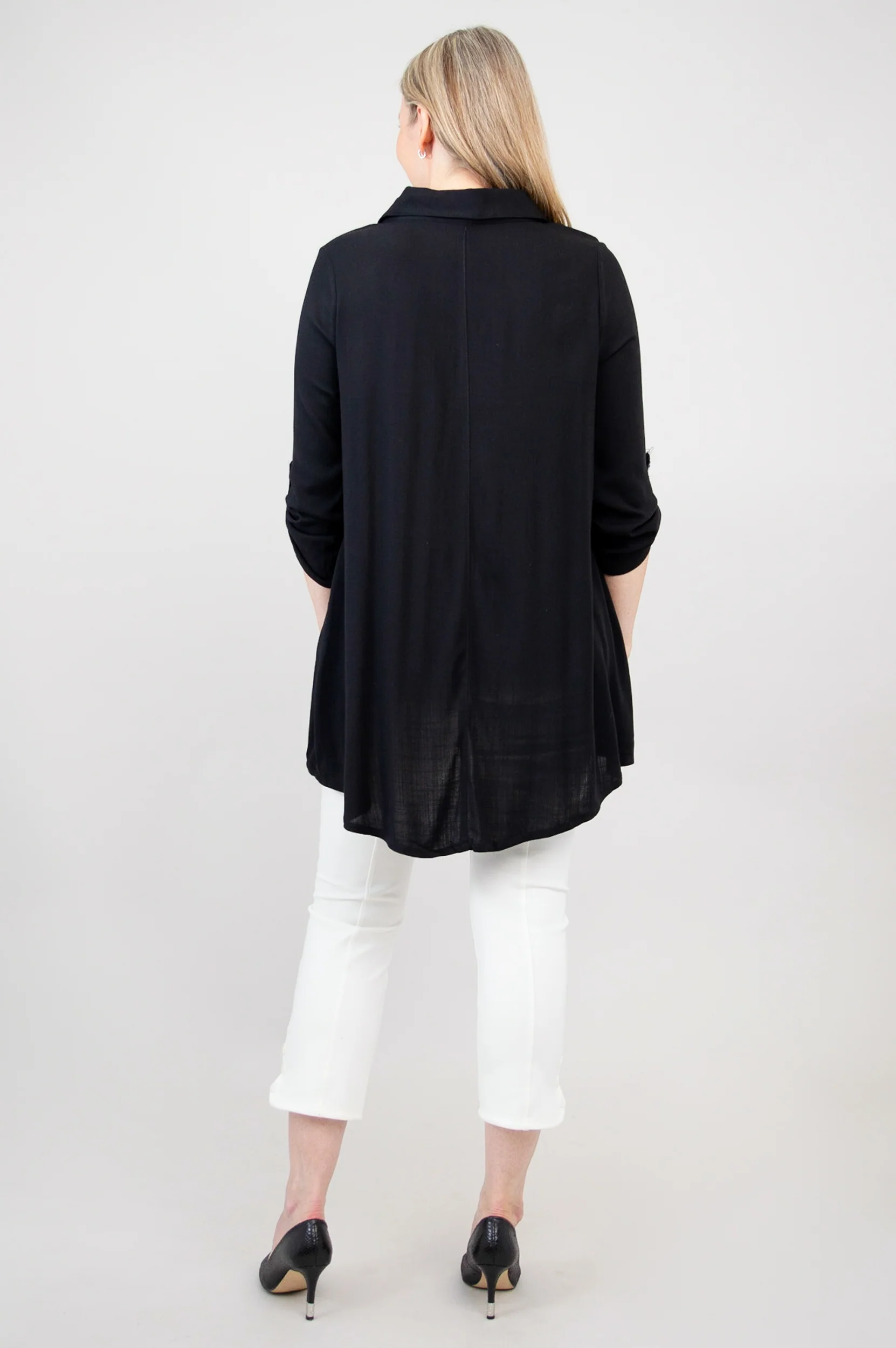 Celine Blouse, Black, Linen Bamboo - Image 5