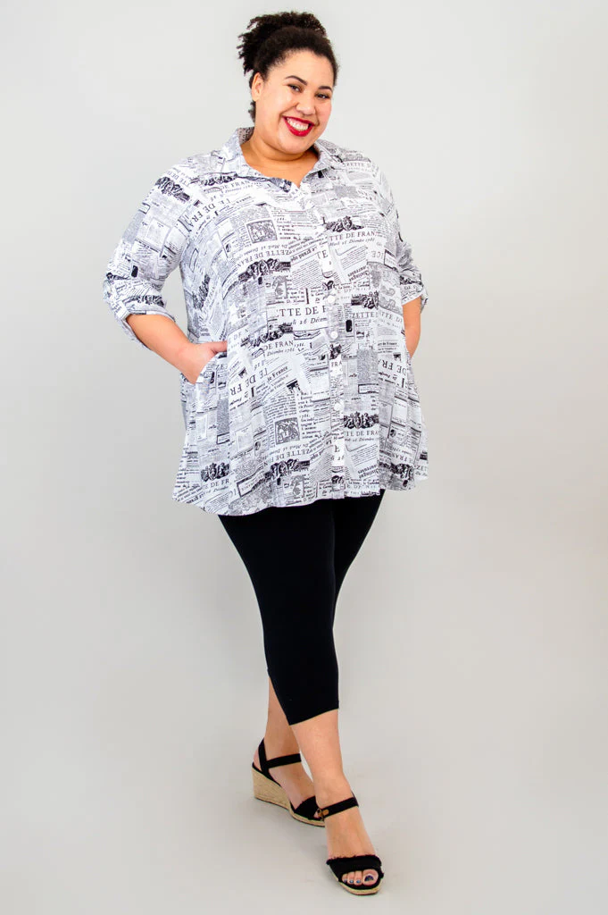 Celine Blouse, French News, Linen Bamboo- Final Sale - Image 3