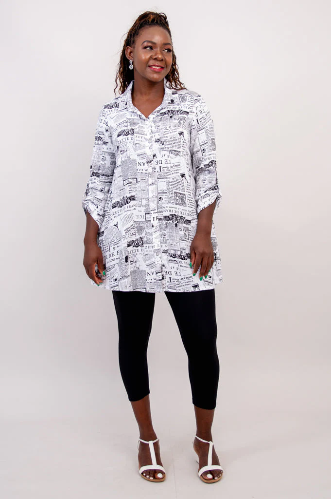 Celine Blouse, French News, Linen Bamboo- Final Sale - Image 4