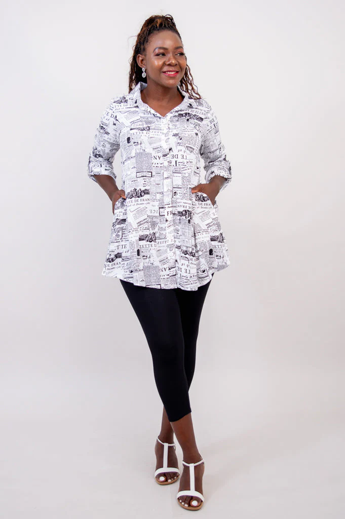 Celine Blouse, French News, Linen Bamboo- Final Sale - Image 5