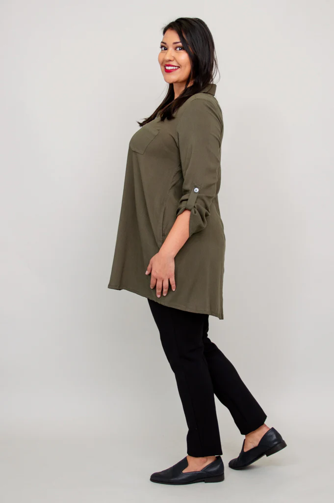 Celine Blouse, Khaki, Linen Bamboo - Image 4