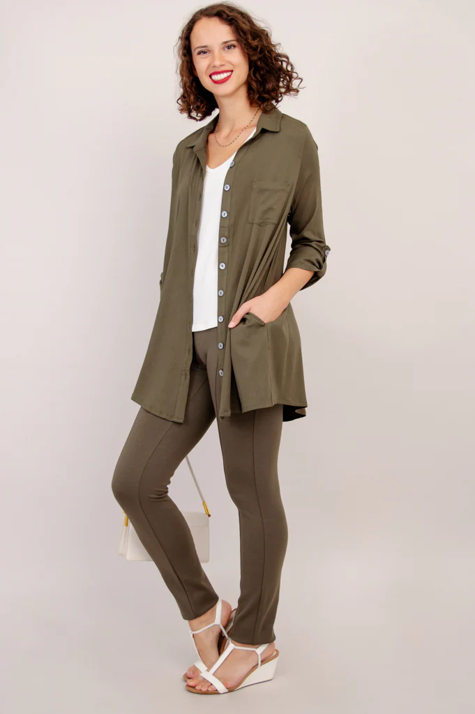 Celine Blouse, Khaki, Linen Bamboo - Image 5