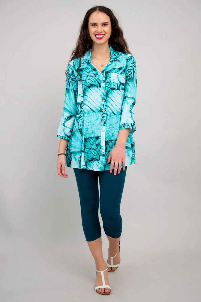 Celine Blouse, Shibori, Linen Bamboo- Final Sale - Image 3