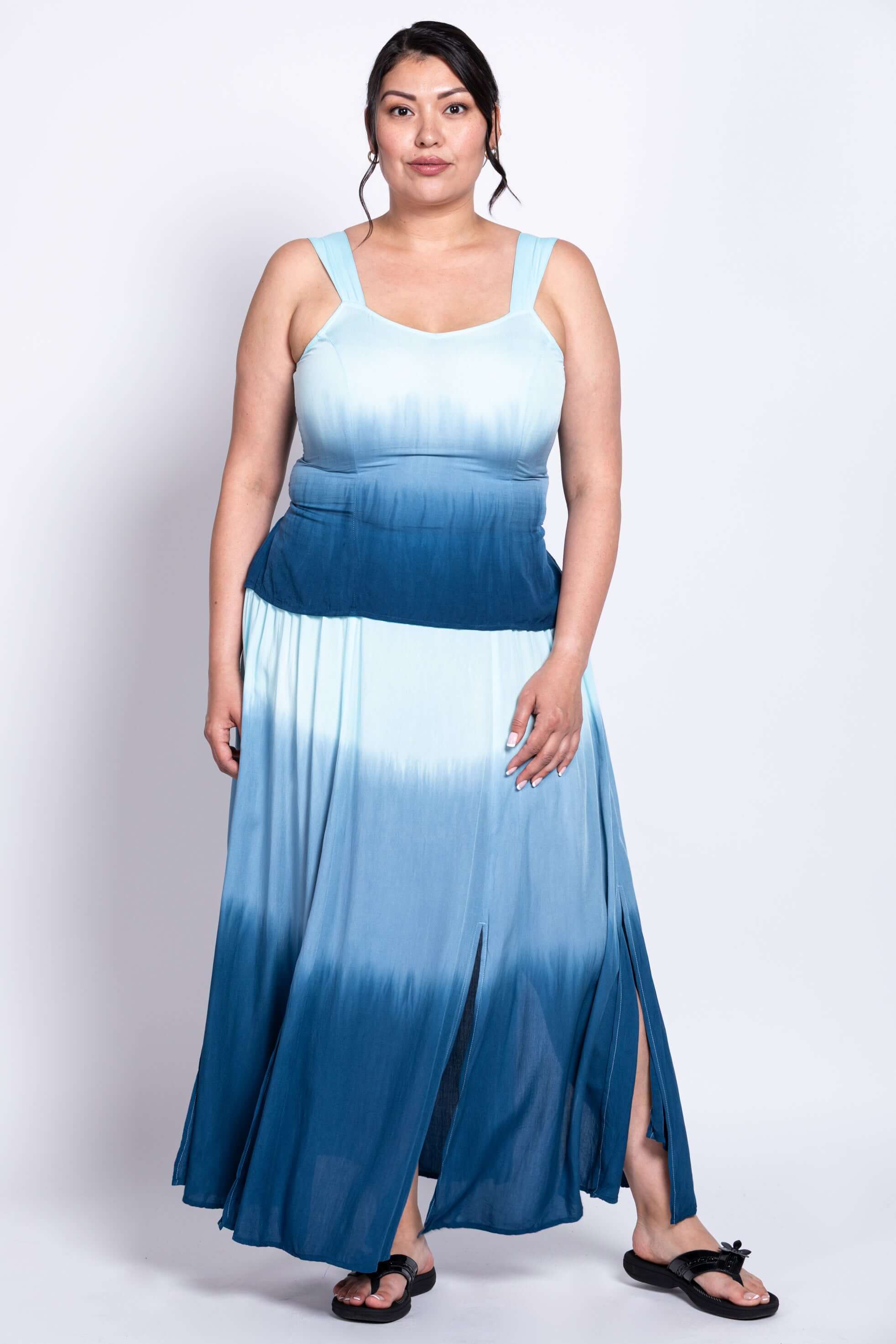 Comfy Skirt, Turquoise Dip-Dye