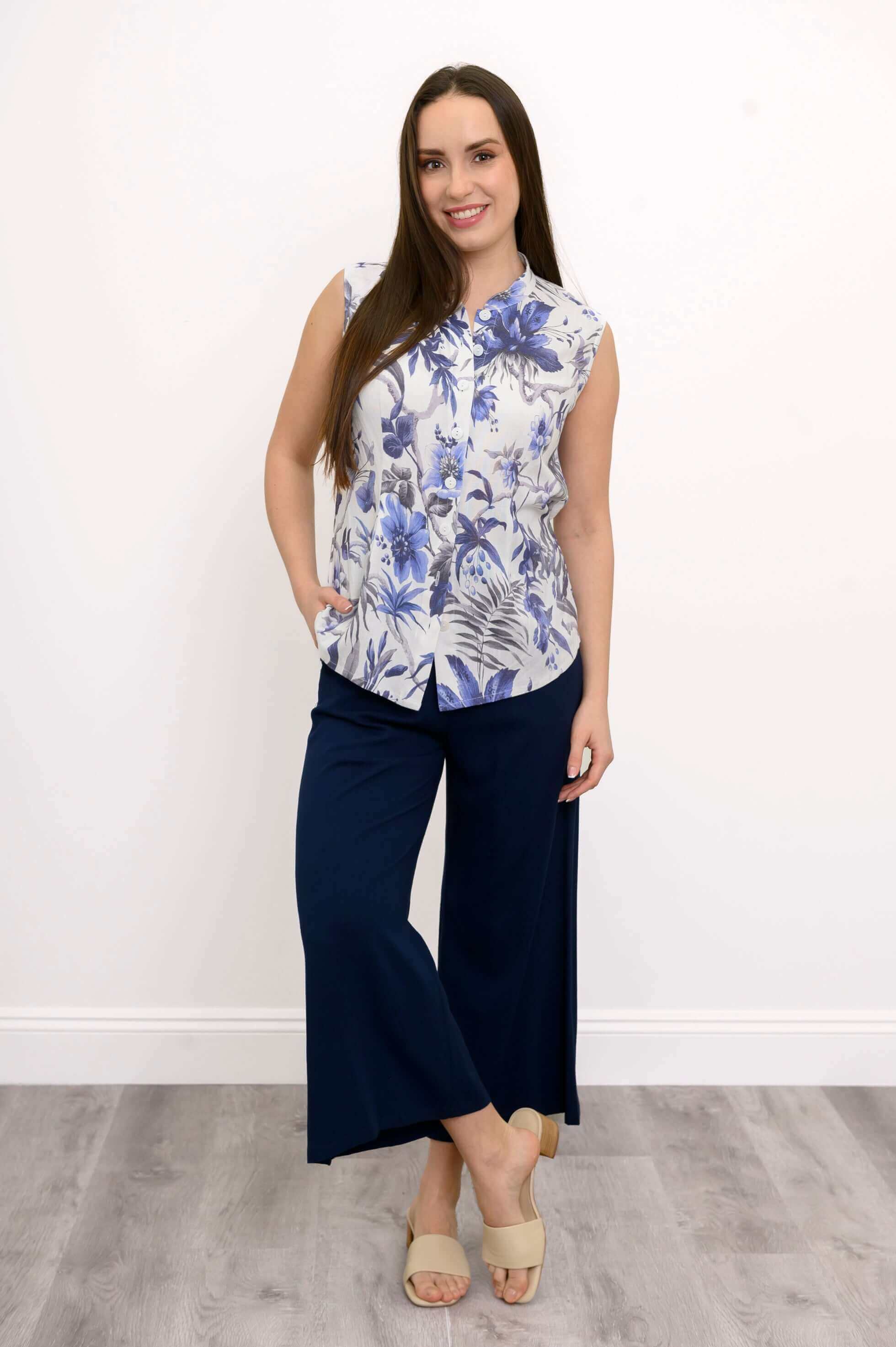 Debbie Tank, Peri Palm, Linen Bamboo - Image 2