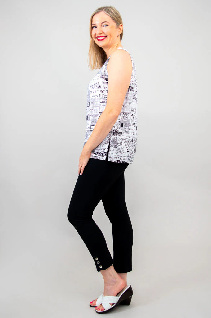 Dena Tank, French News, Linen Bamboo - Final Sale - Image 3