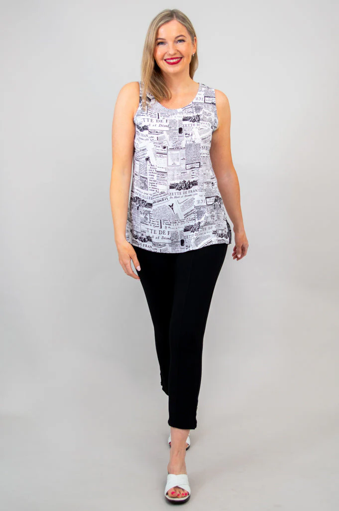 Dena Tank, French News, Linen Bamboo - Final Sale - Image 4