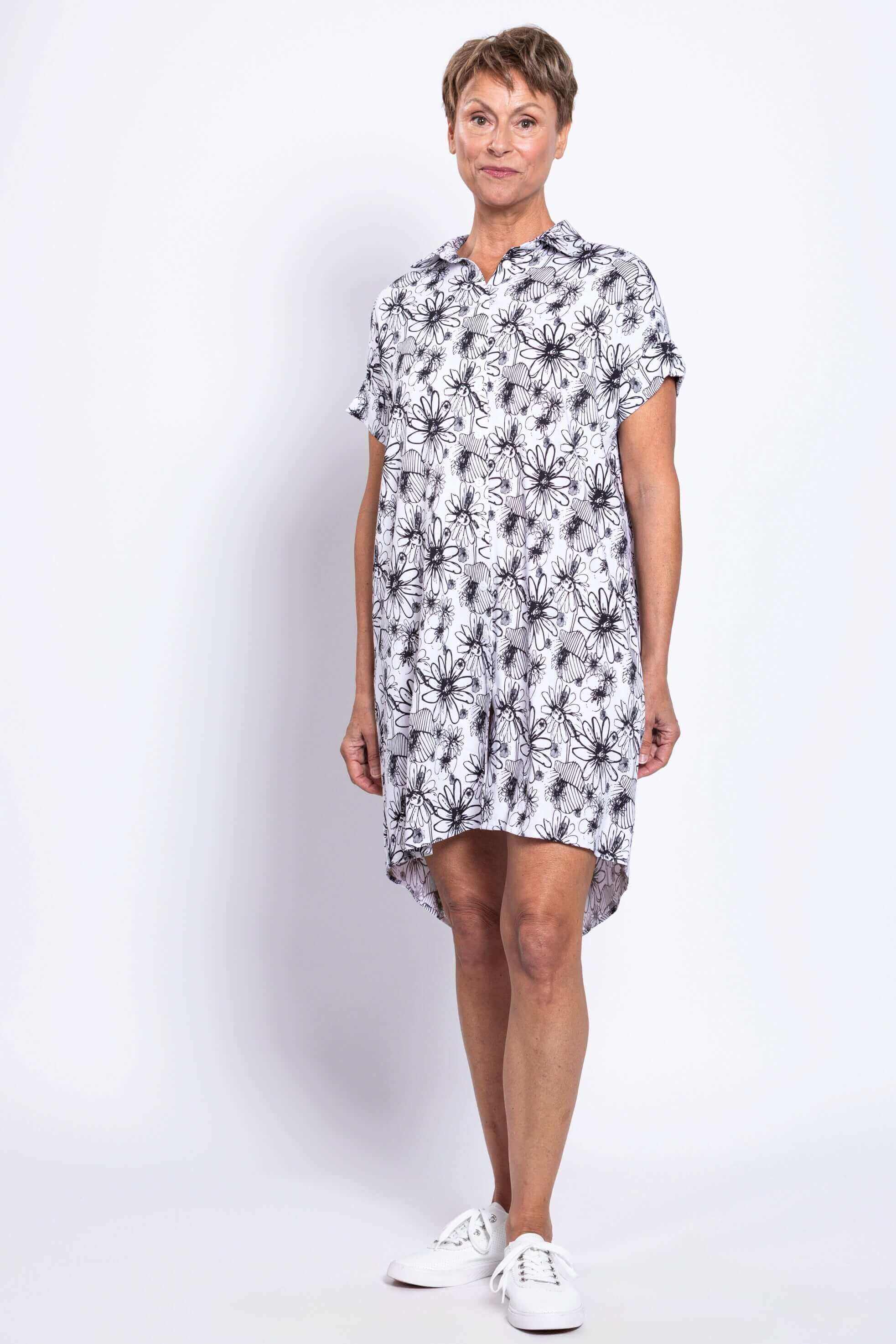 Elisa Dress, BW Sketch, Linen Bamboo - Image 2
