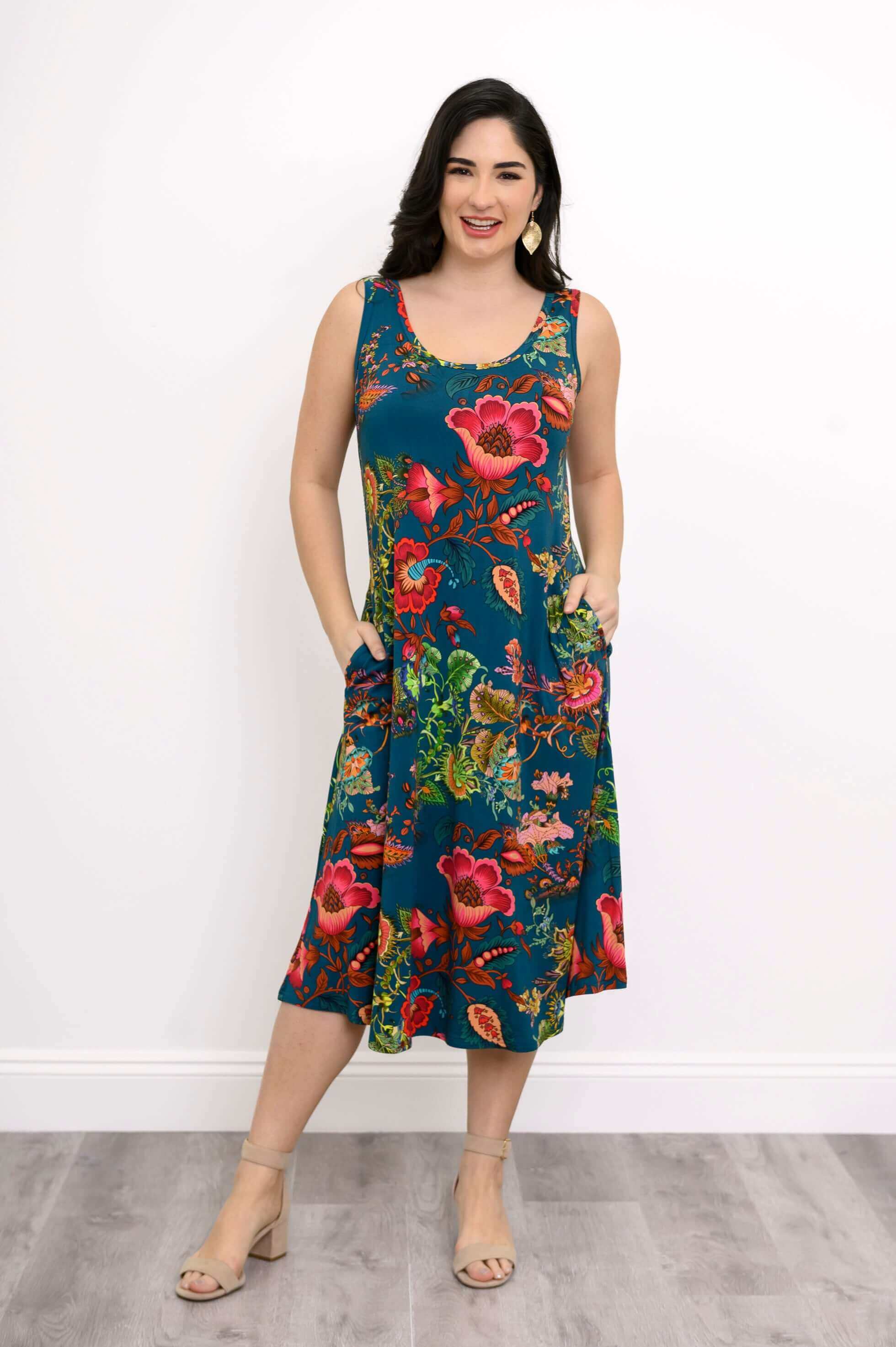 Evangelina Dress, Teal Fantasy, Bamboo - Image 3