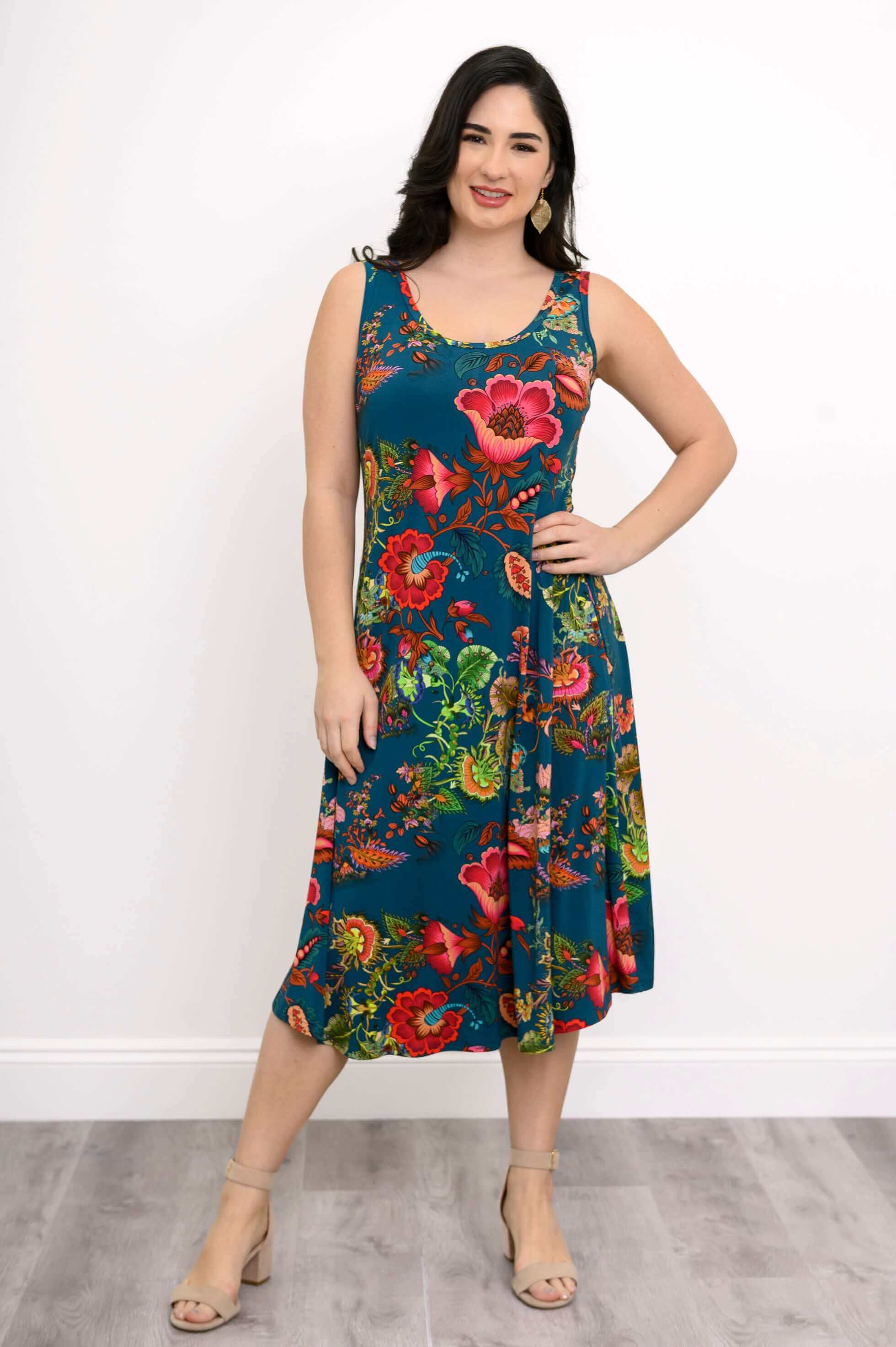 Evangelina Dress, Teal Fantasy, Bamboo - Image 4