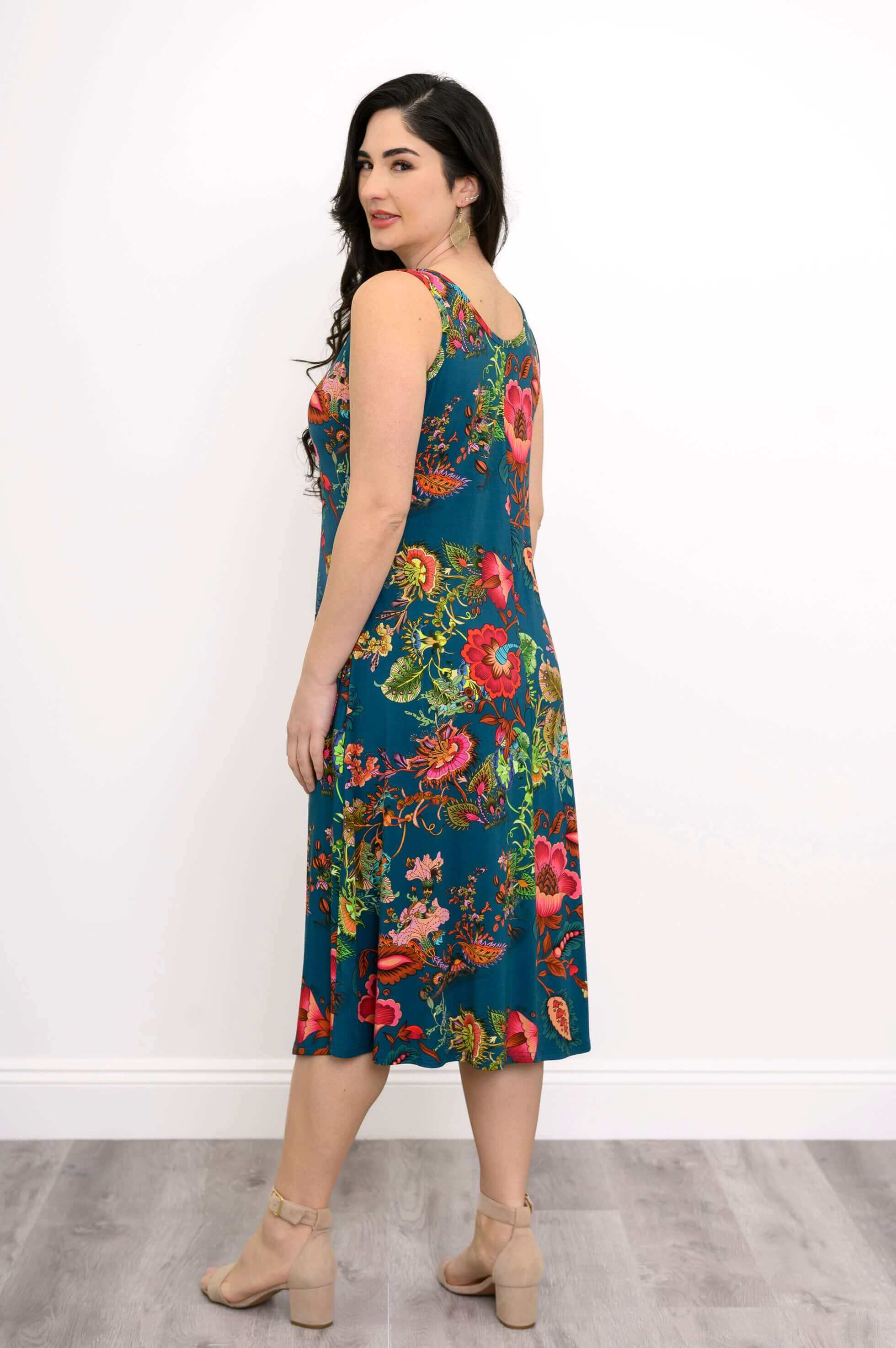 Evangelina Dress, Teal Fantasy, Bamboo - Image 5