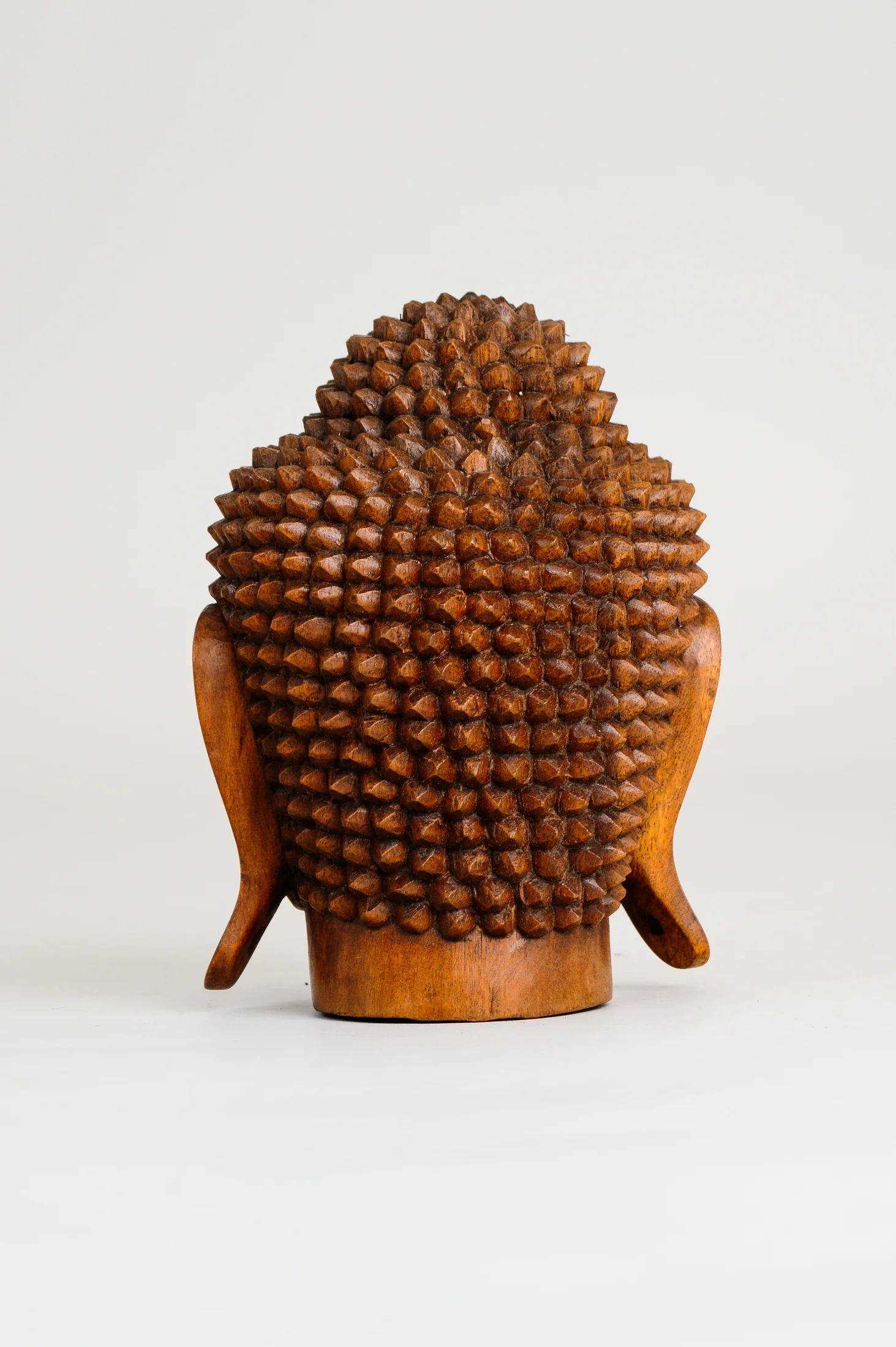 Hand Carved Wooden Buddha Head - Image 3