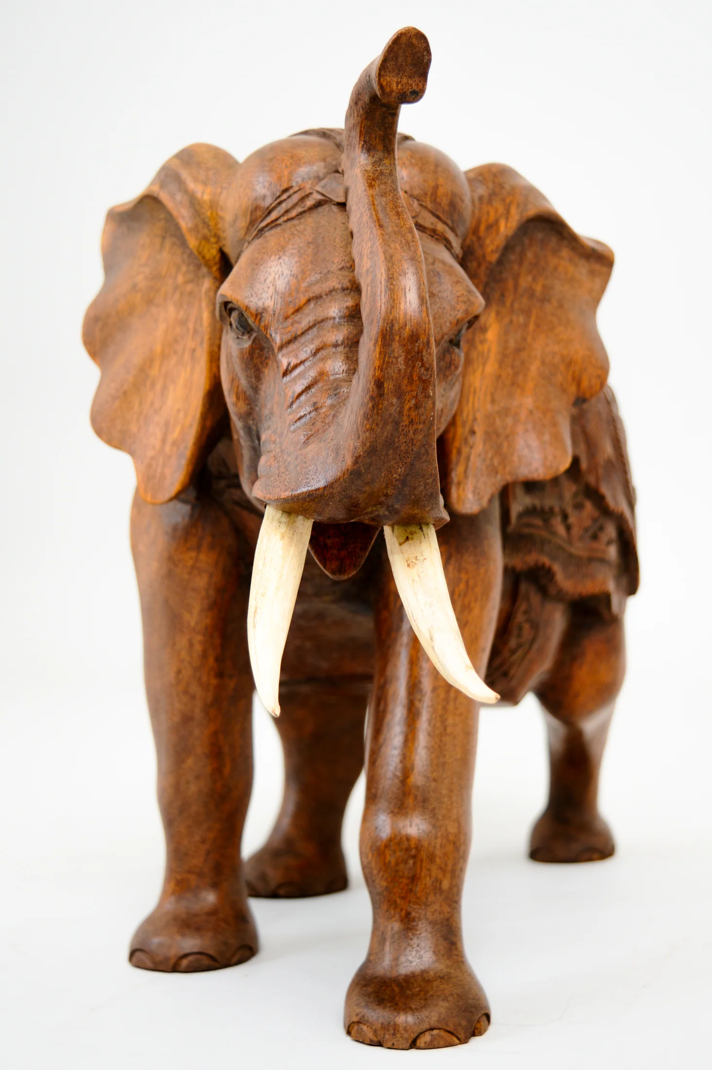 Hand Carved Wooden Elephant (40 cm) - Image 3