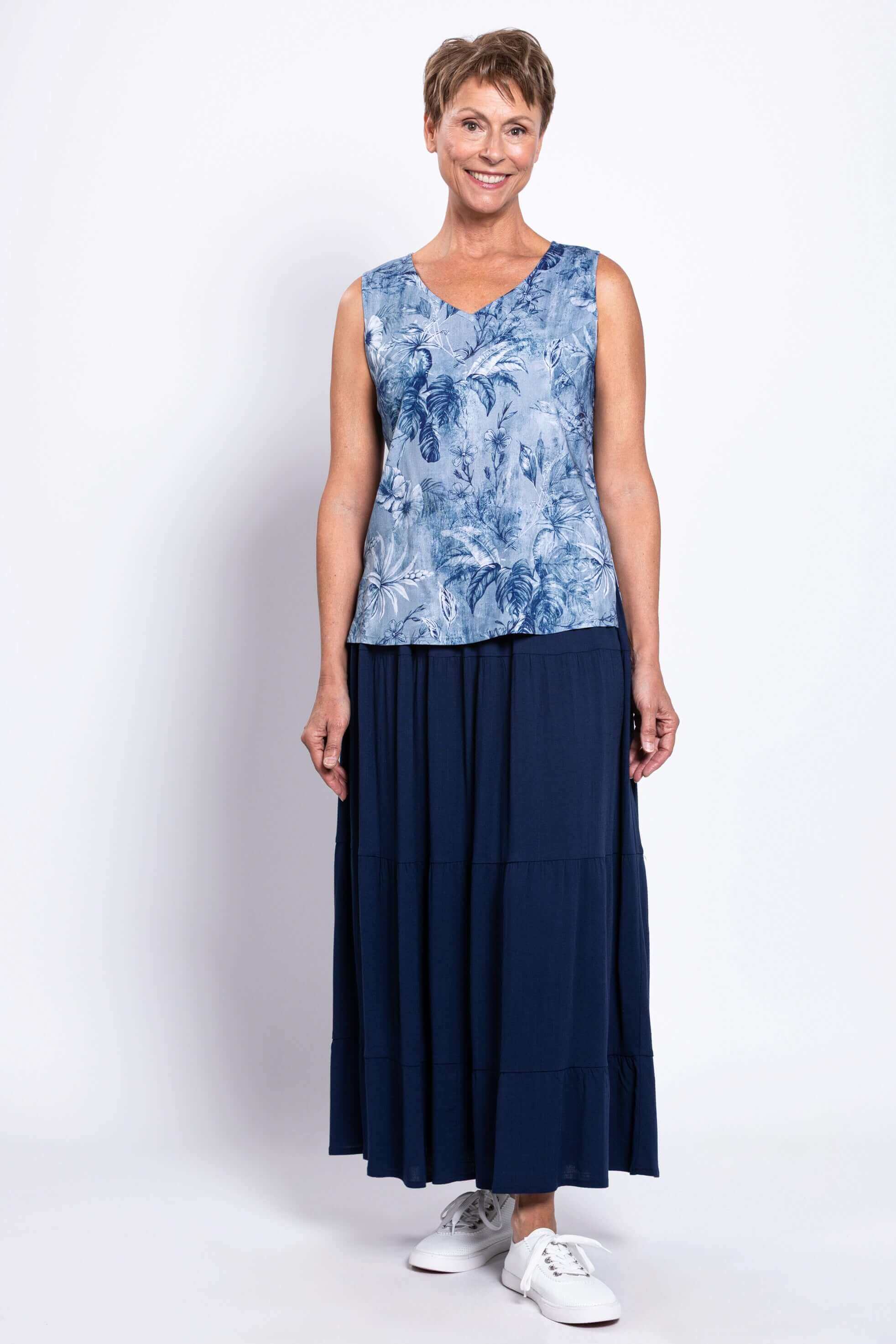 Hannah Tank, Indigo Escape, Linen Bamboo - Image 3