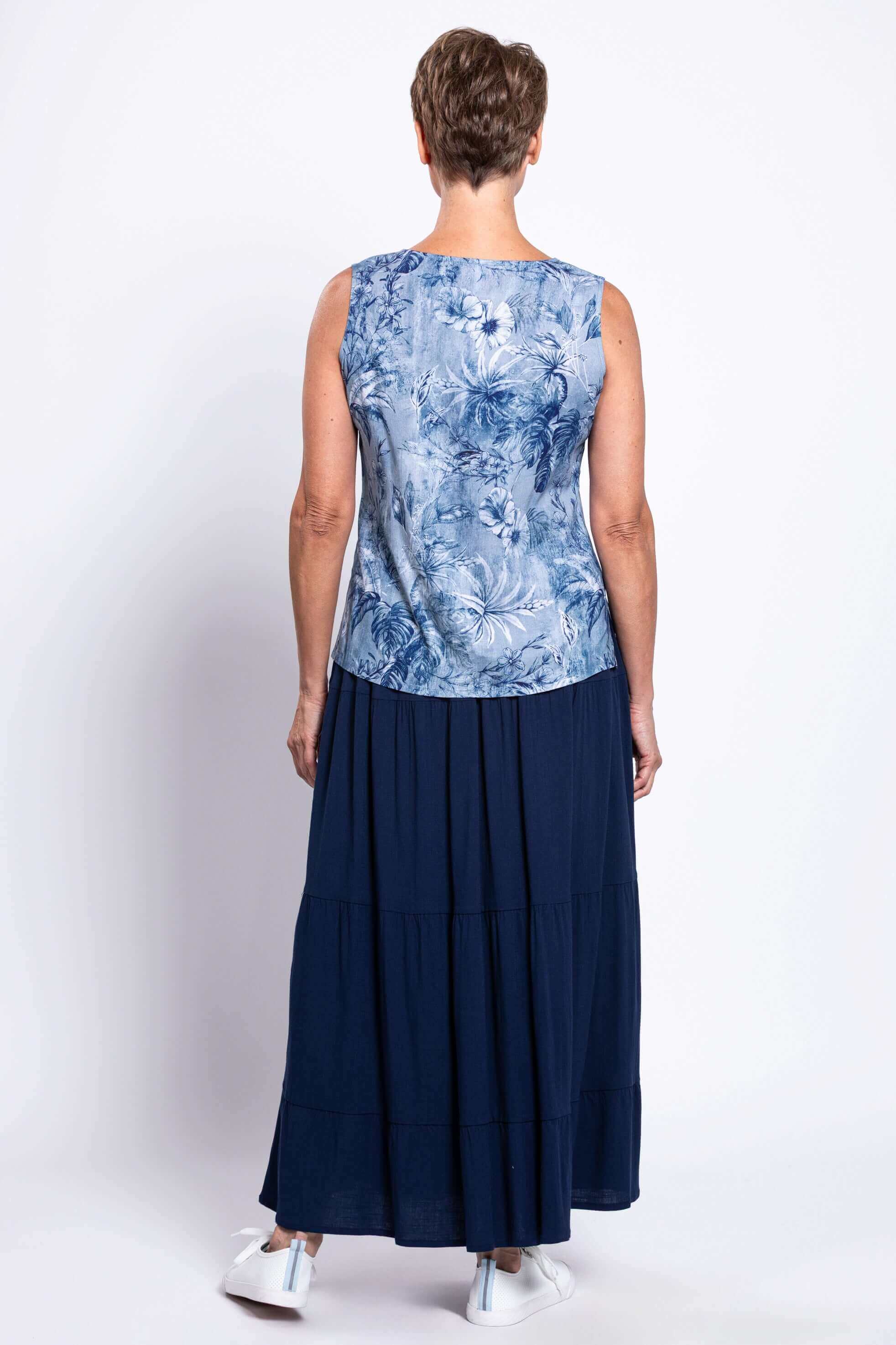 Hannah Tank, Indigo Escape, Linen Bamboo - Image 4