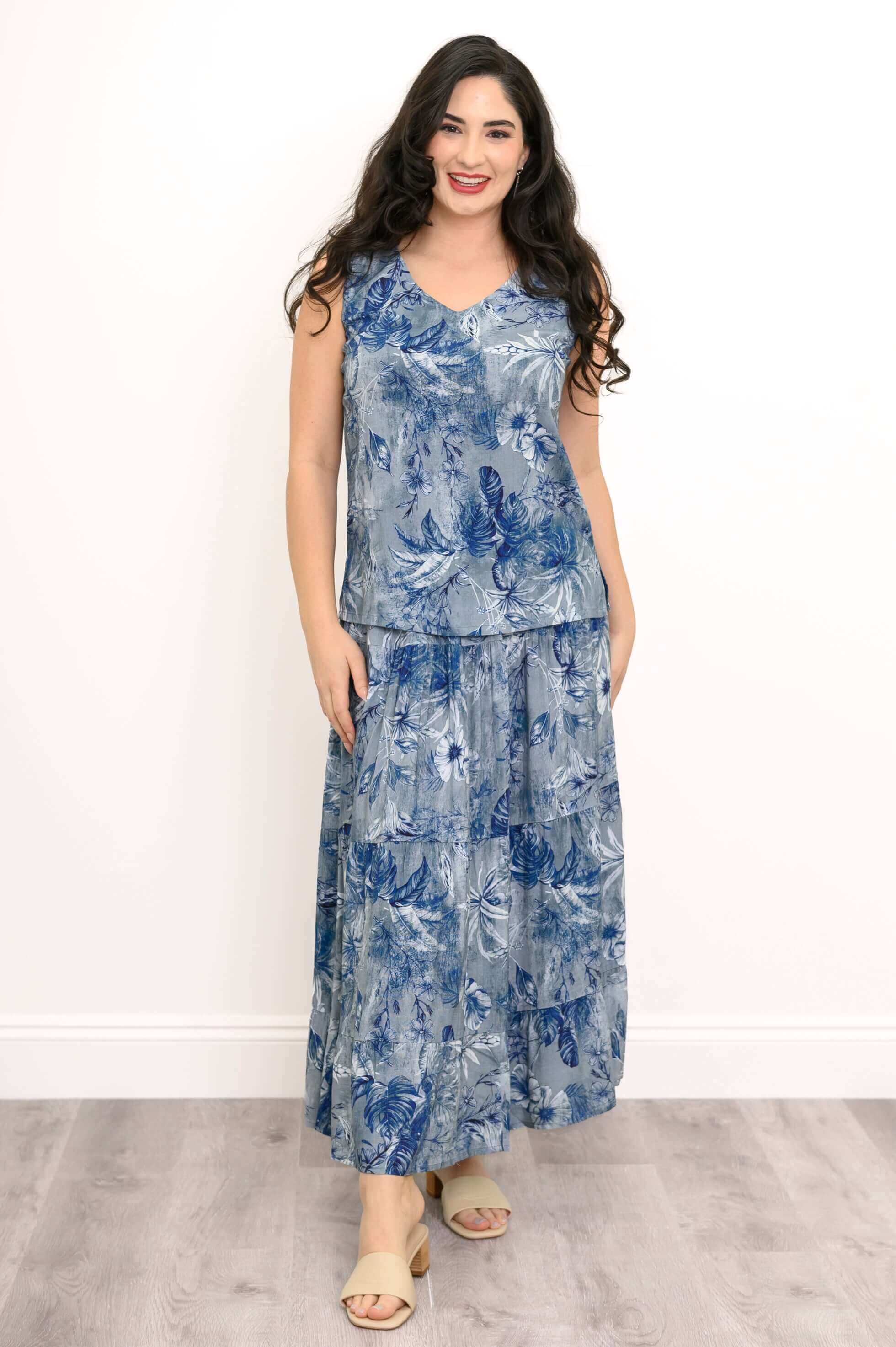 Hannah Tank, Indigo Escape, Linen Bamboo - Image 6
