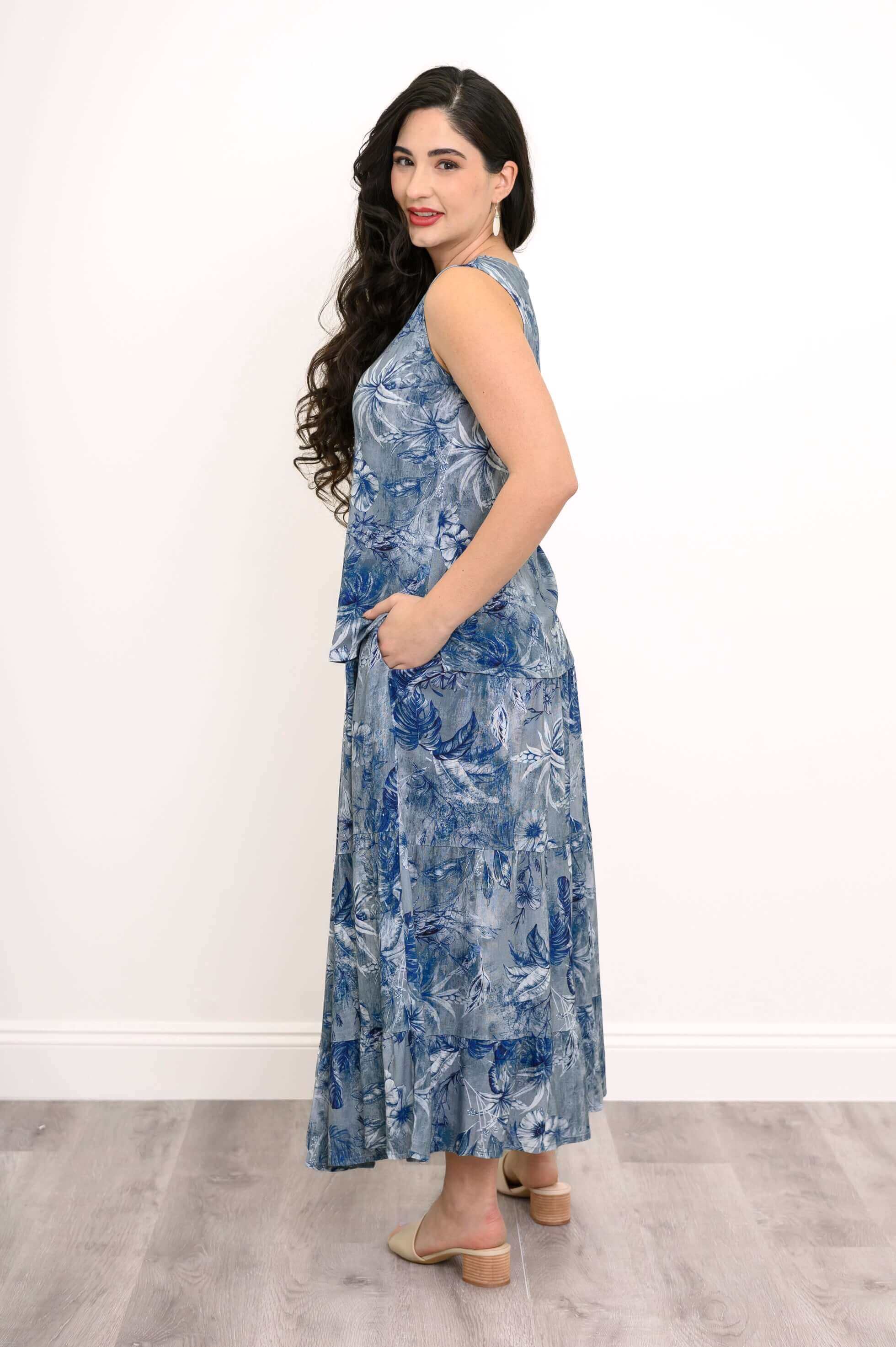 Hannah Tank, Indigo Escape, Linen Bamboo - Image 7