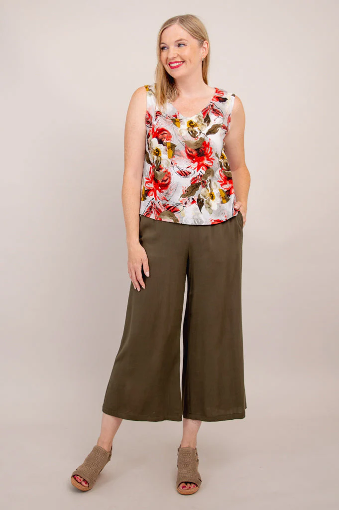 Havana Tank, Floral Youth, Linen Bamboo -Final Sale - Image 4