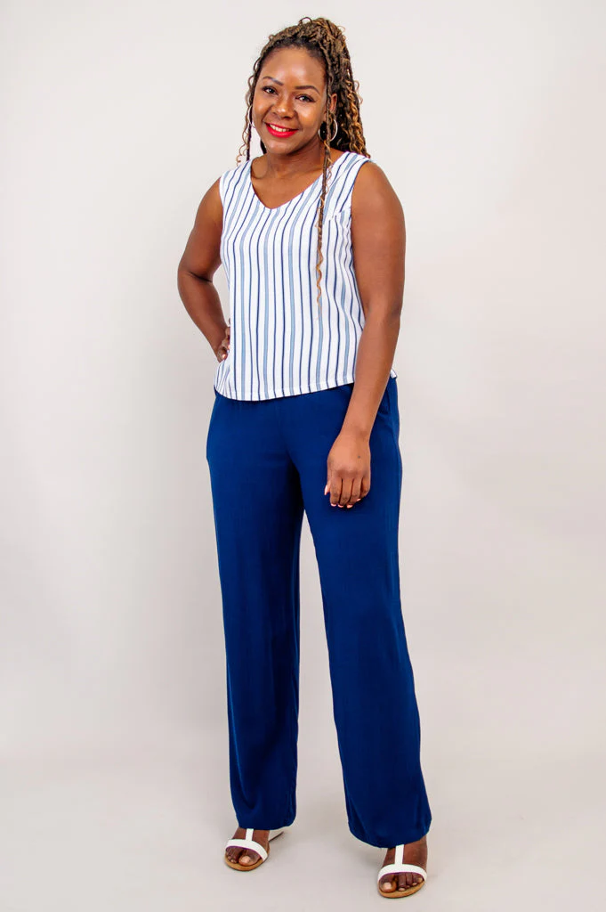 Havana Tank, Indigo Stripe, Linen Bamboo - Image 5