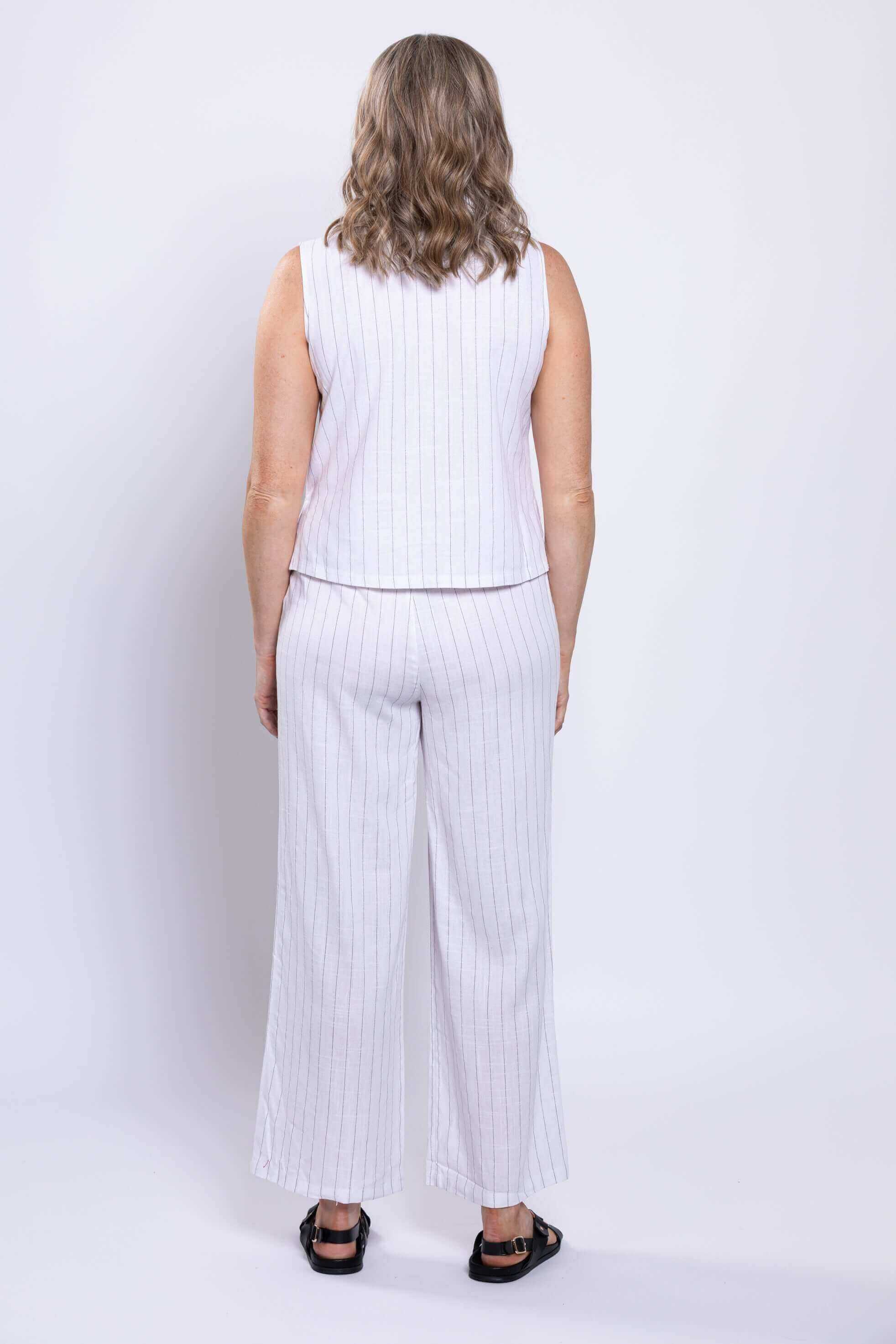 Havana Tank, White Stripe, Linen Bamboo - Image 5