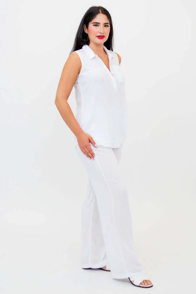 Hula Tank, White, Linen Bamboo - Image 2