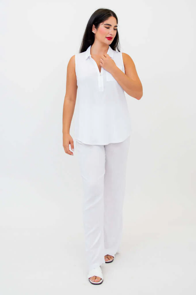 Hula Tank, White, Linen Bamboo - Image 3