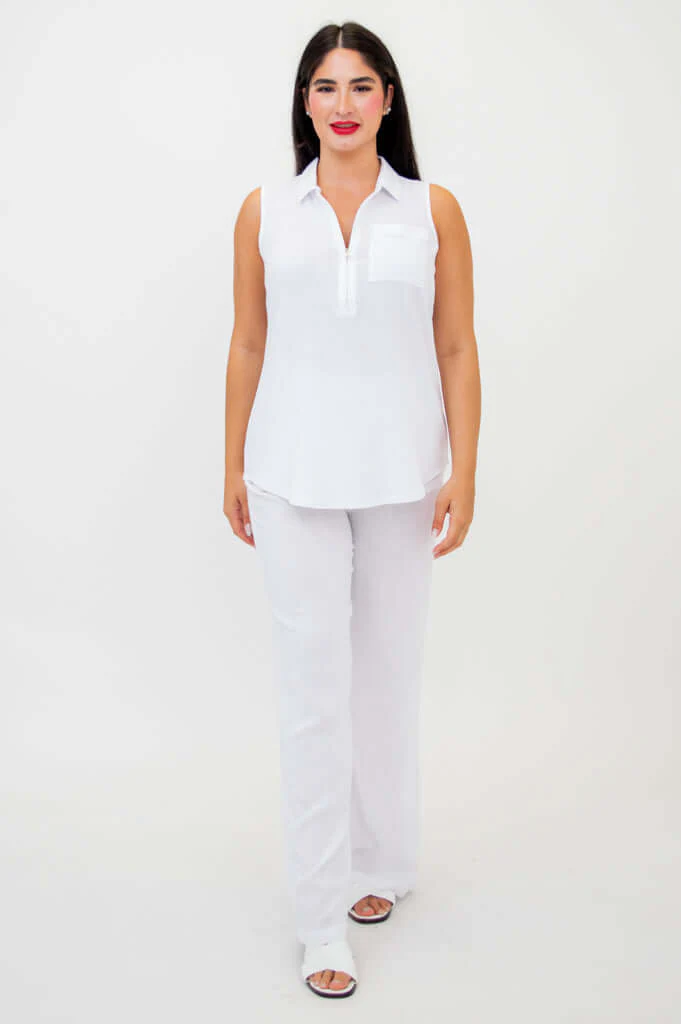 Hula Tank, White, Linen Bamboo - Image 4