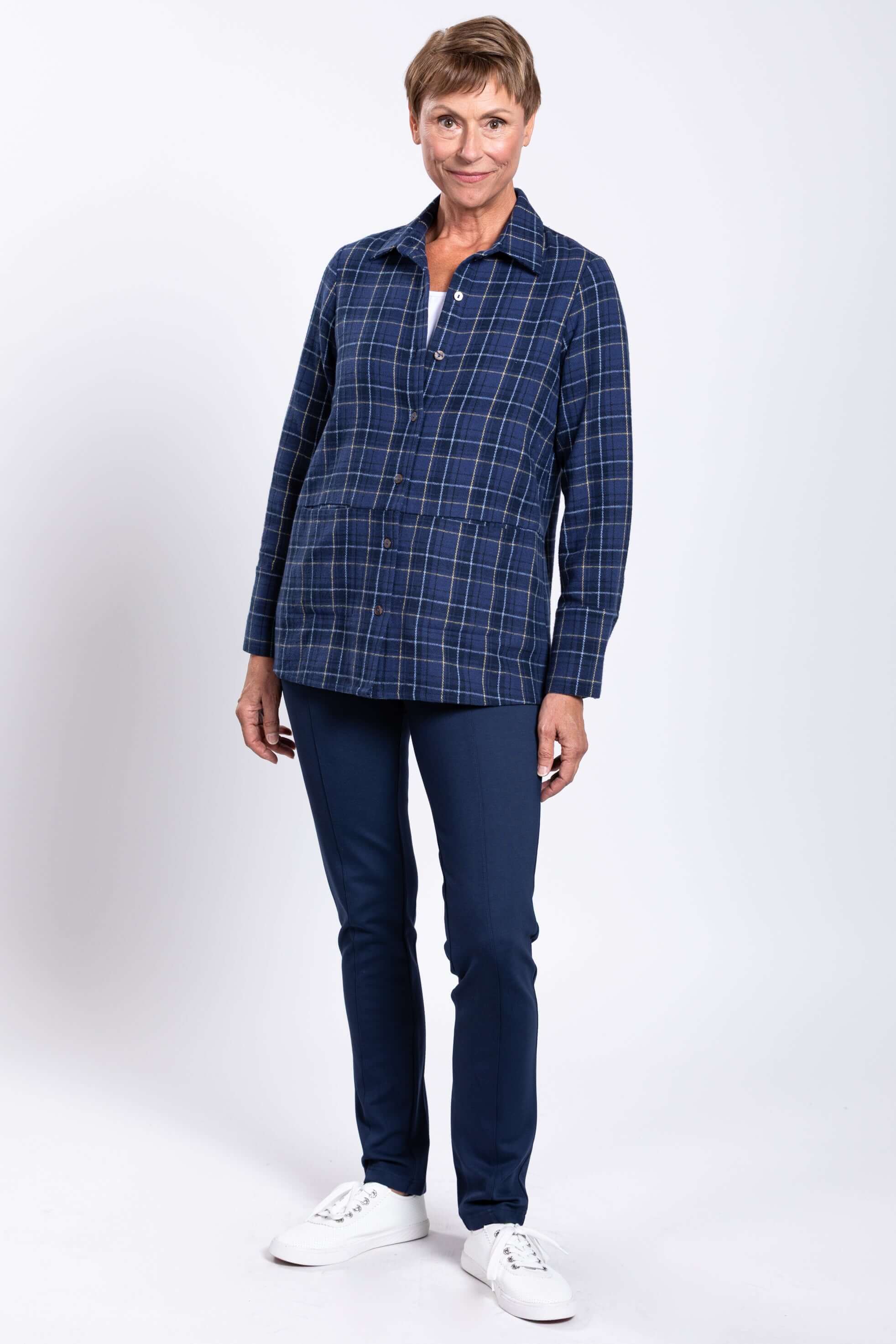 Iris Jacket, Indigo Plaid, Cotton - Image 4