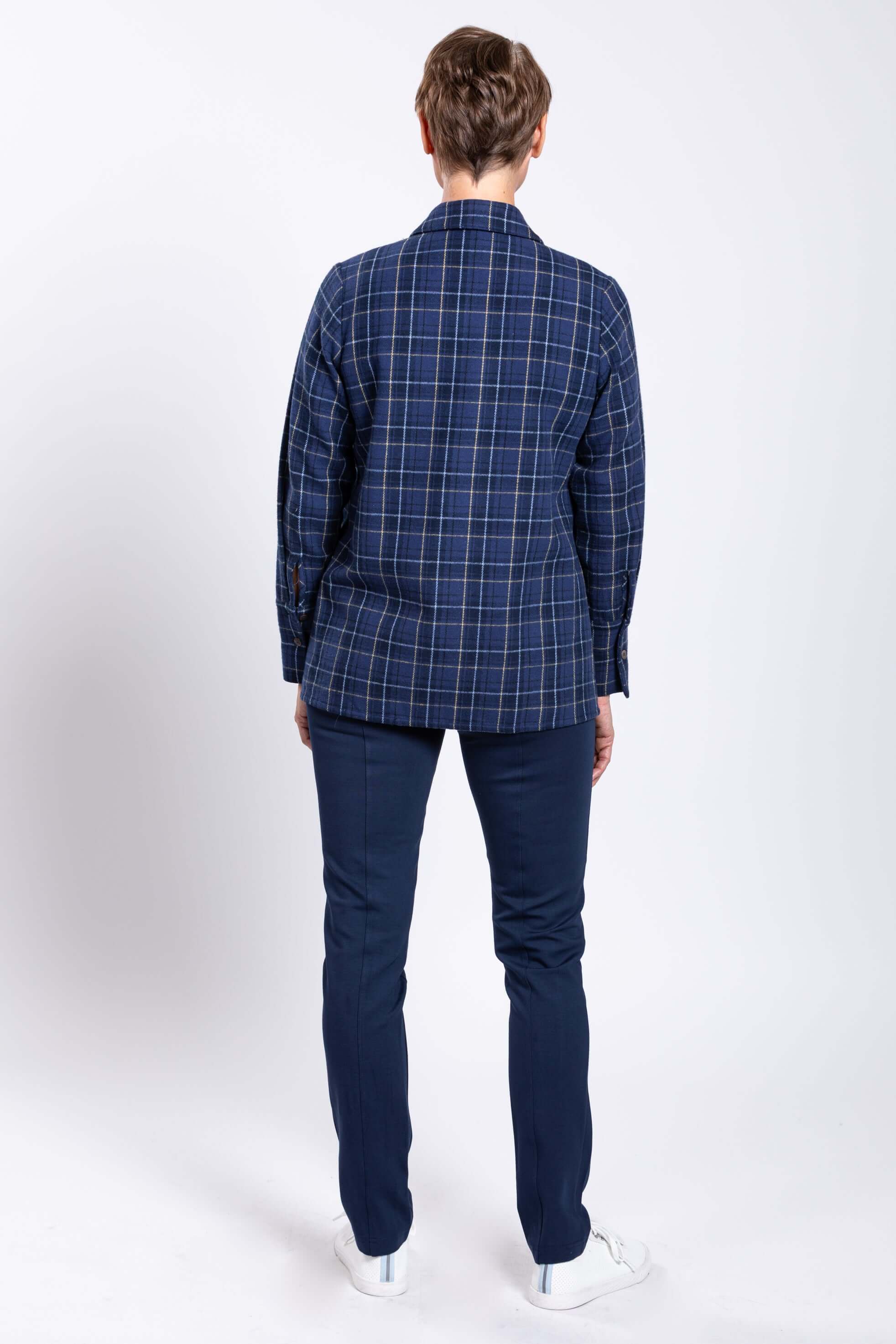 Iris Jacket, Indigo Plaid, Cotton - Image 5