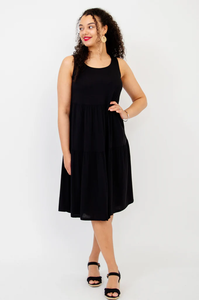 Juni Dress, Black, Linen Bamboo - Image 3