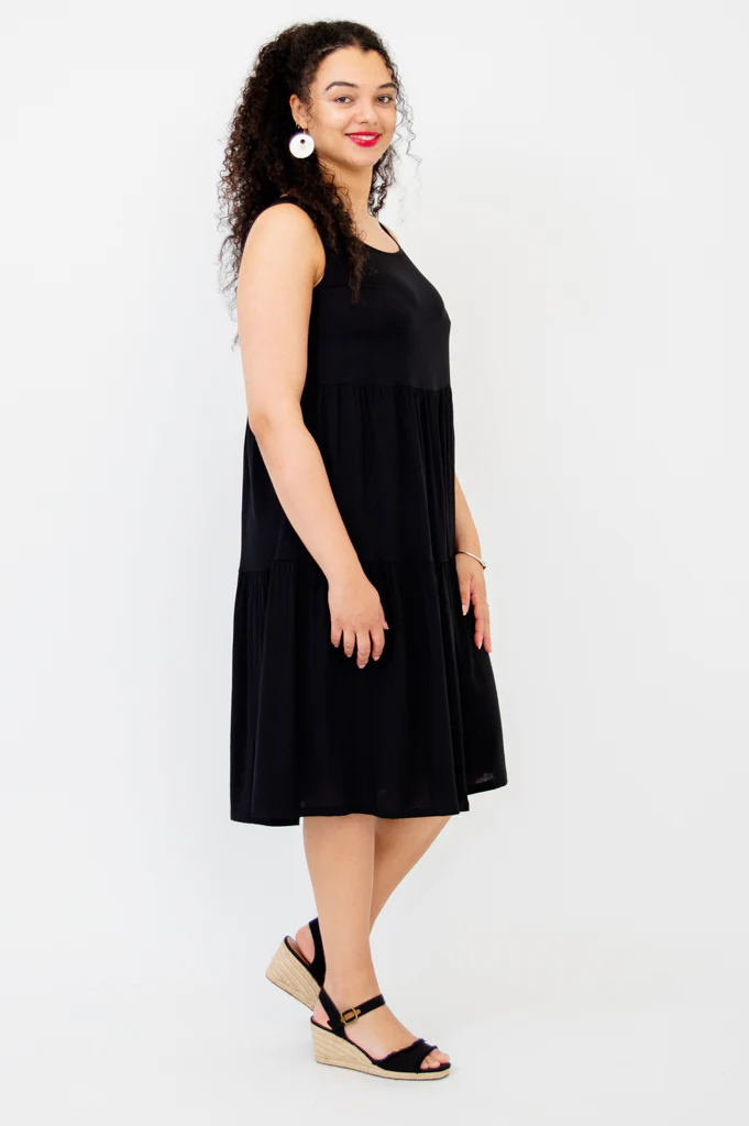 Juni Dress, Black, Linen Bamboo - Image 4