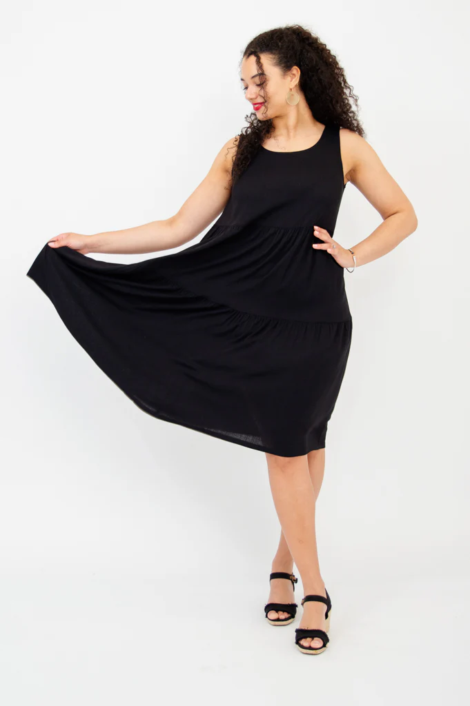 Juni Dress, Black, Linen Bamboo - Image 5