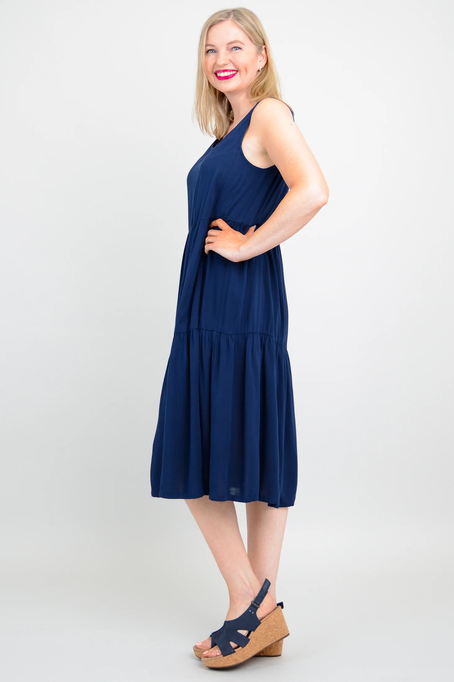 Juni Dress, Indigo, Linen Bamboo - Image 3