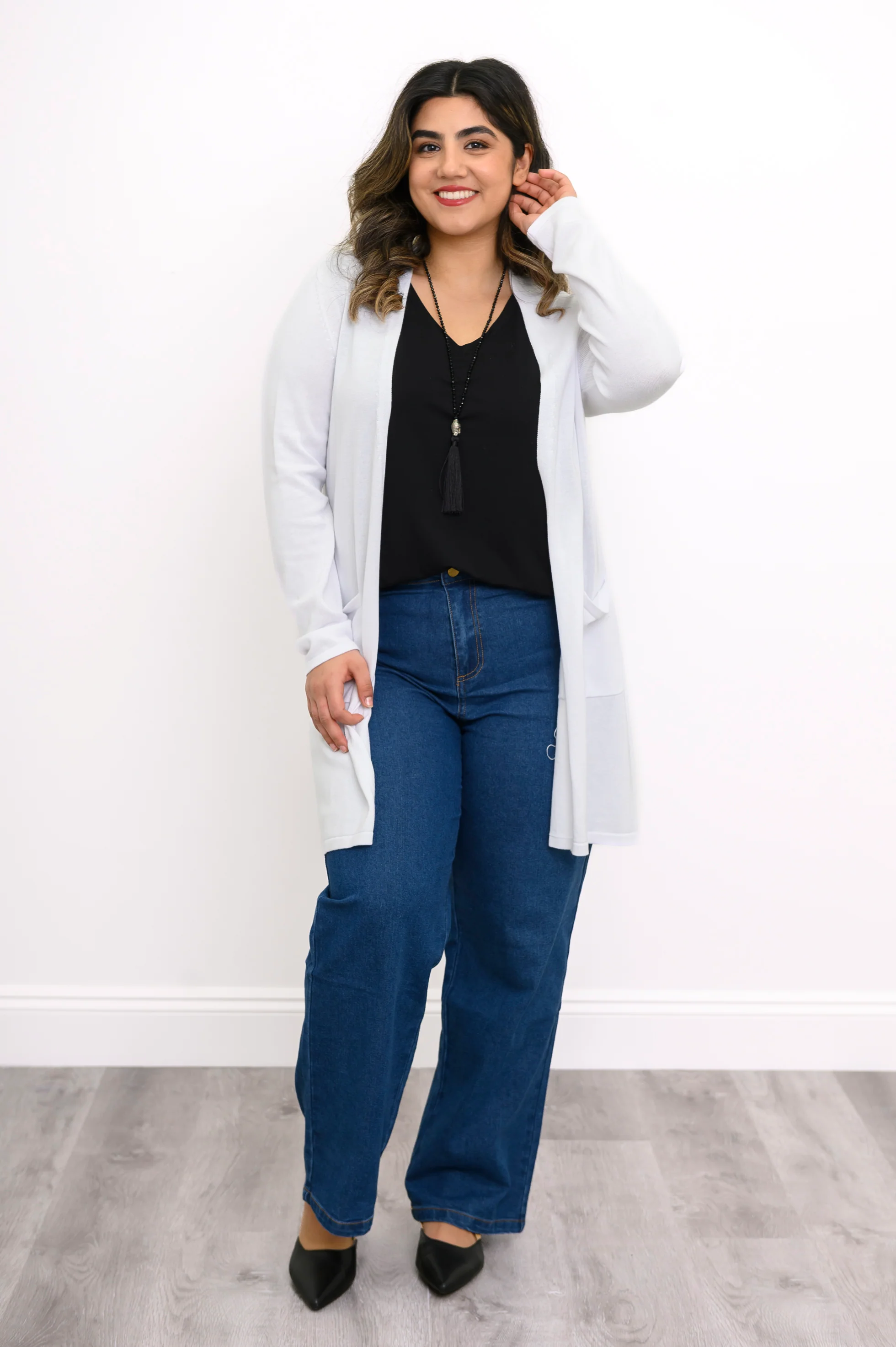 Justine Sweater, White, Bamboo Cotton - Image 3