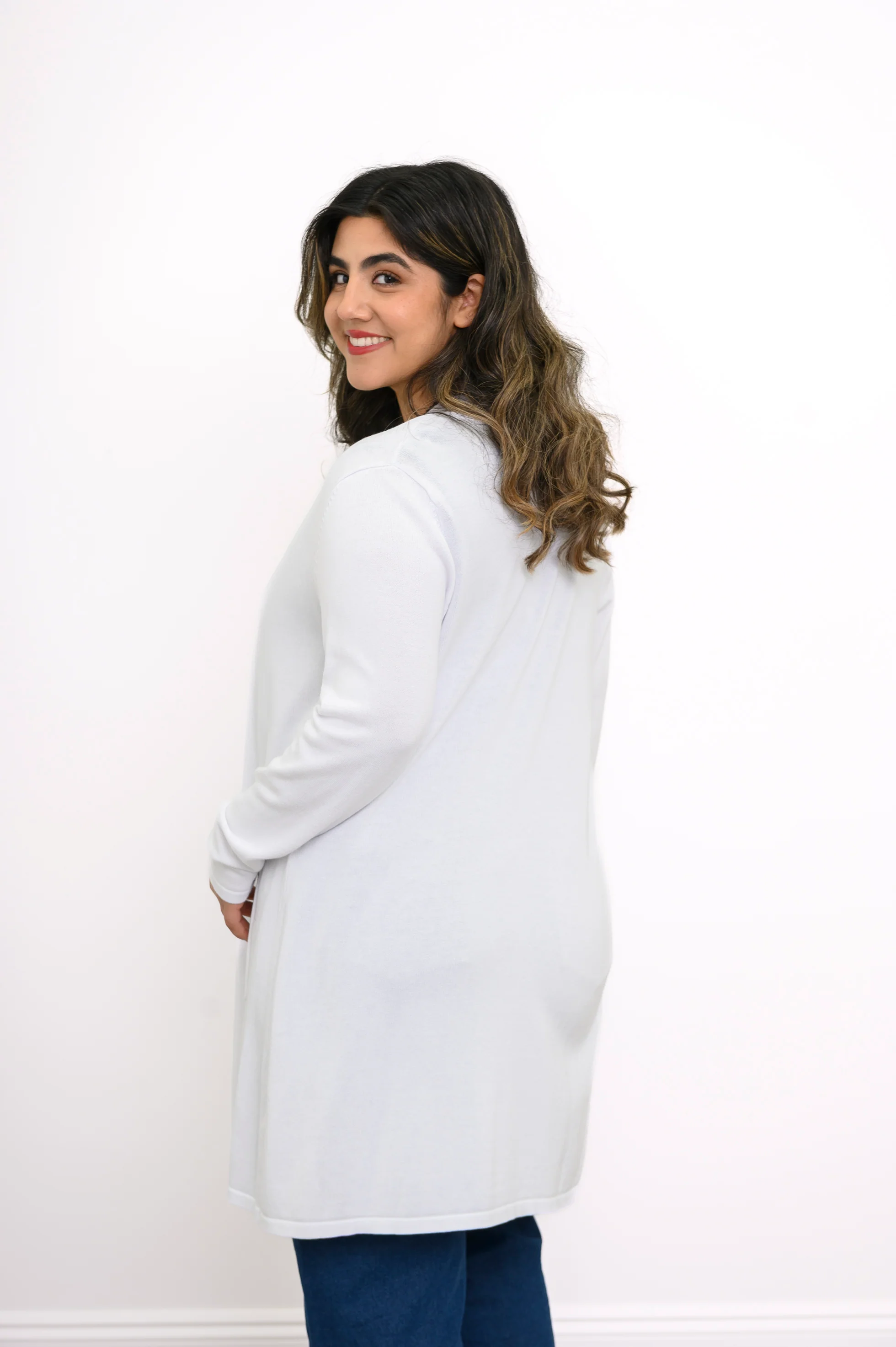 Justine Sweater, White, Bamboo Cotton - Image 6