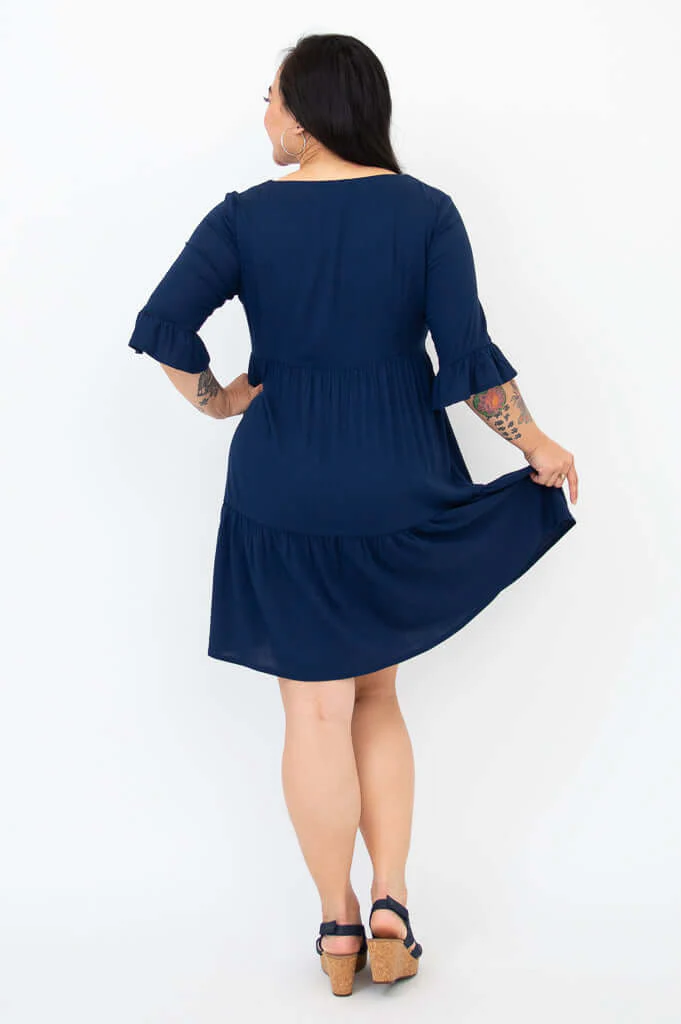 Karena Dress, Indigo, Linen Bamboo - Final Sale - Image 5