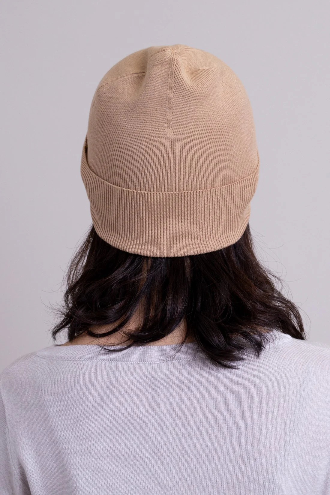 Knit Beanie, Beige, Bamboo Cotton - Image 4