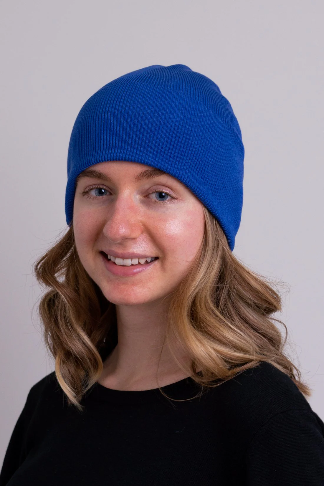 Knit Beanie, Cobalt, Bamboo Cotton - Image 4