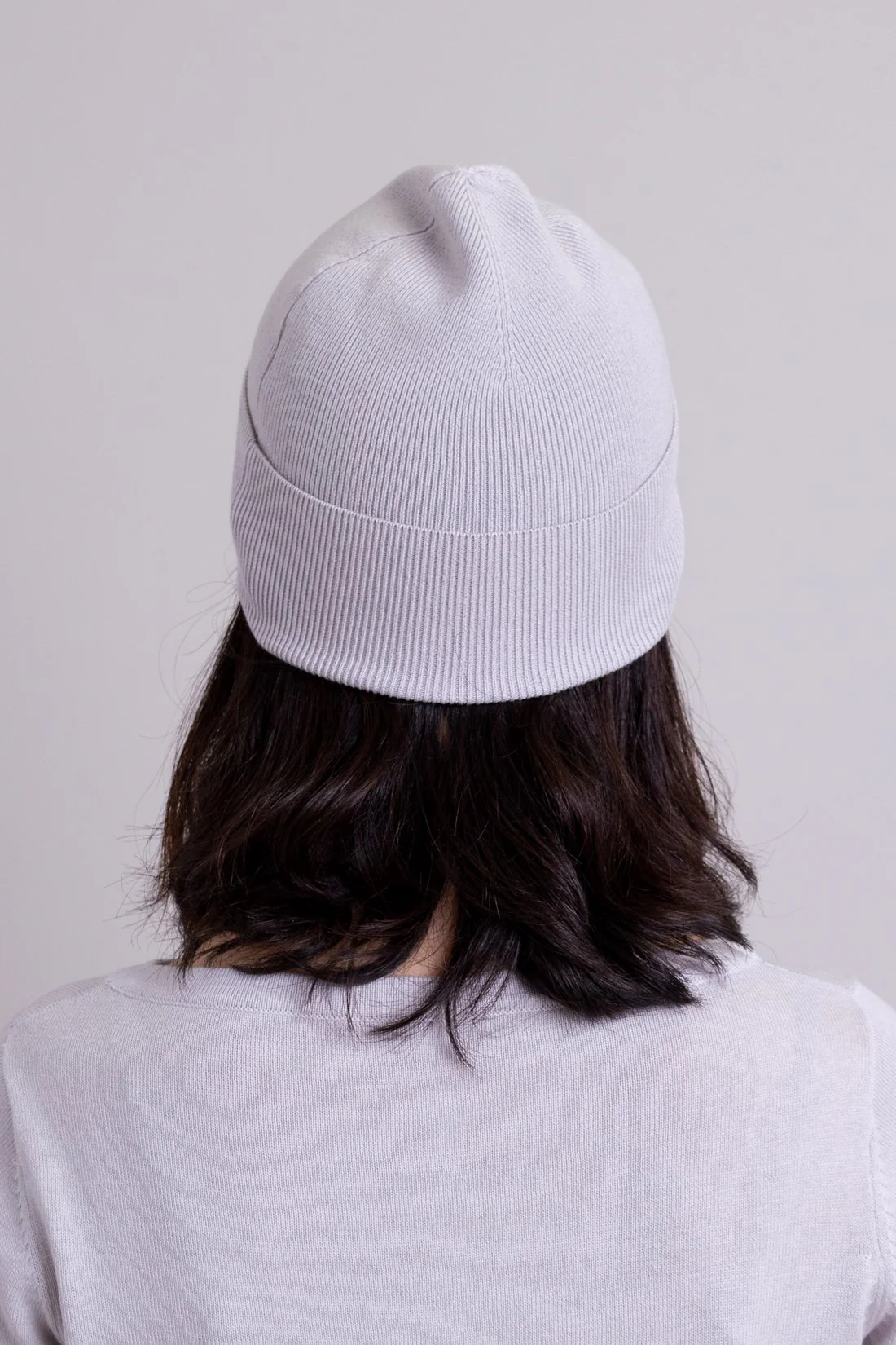 Knit Beanie, Ice Grey, Bamboo Cotton - Image 3