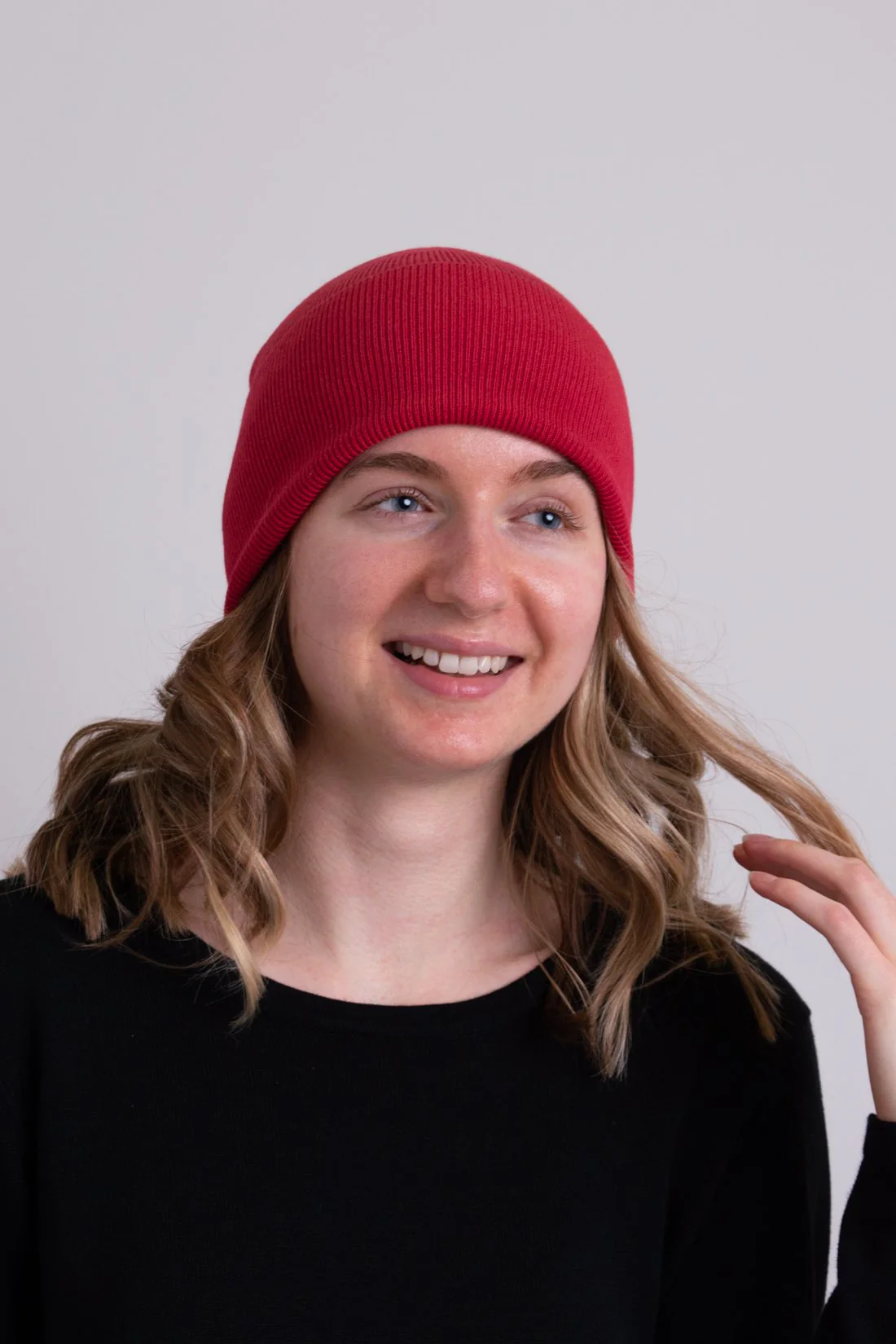 Knit Beanie, Lipstick, Bamboo Cotton - Image 3
