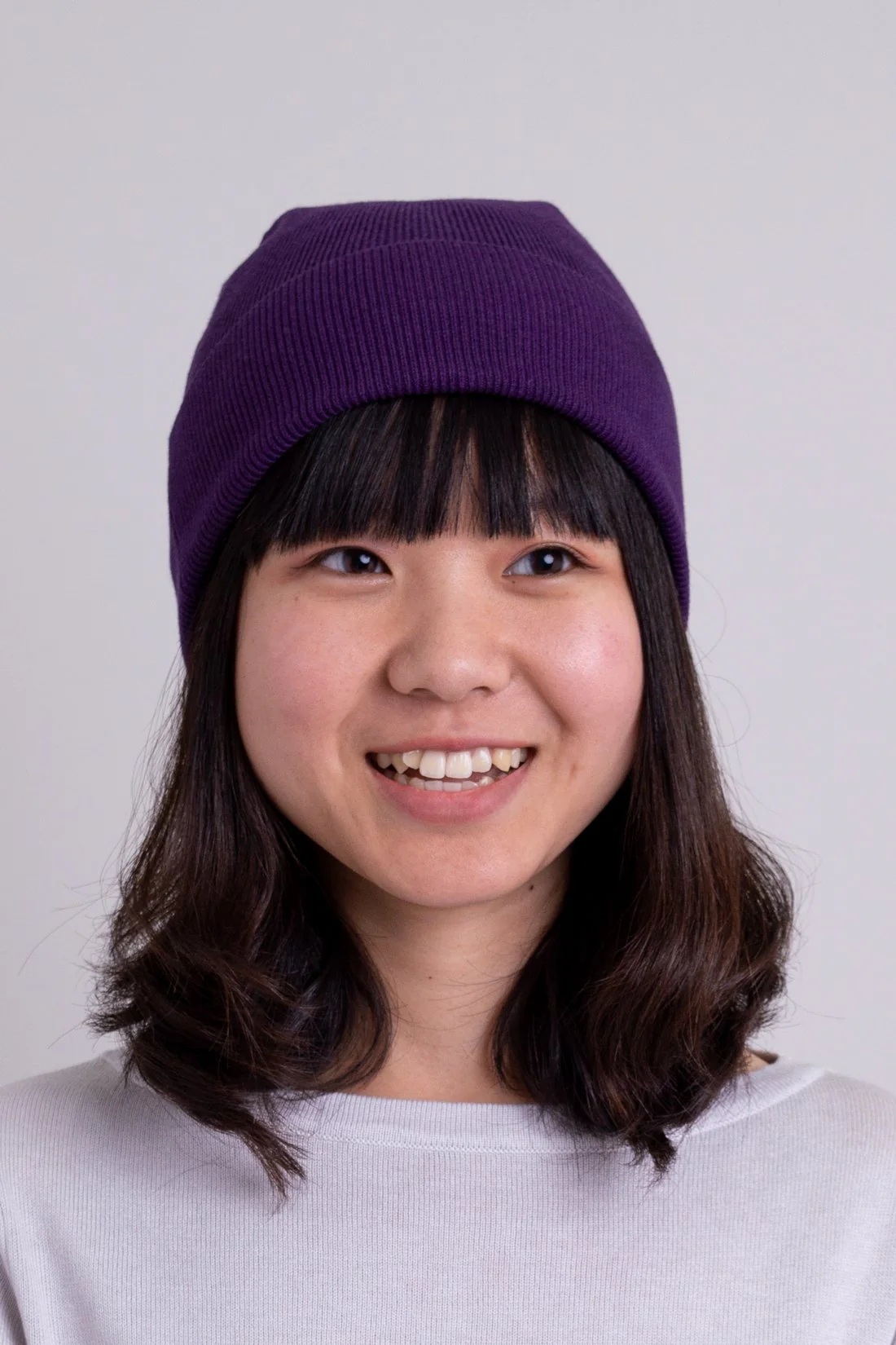 Knit Beanie, Purple, Bamboo Cotton - Image 3