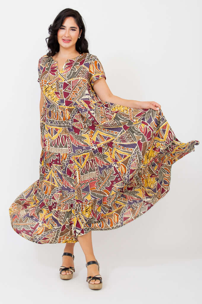 Laurita Dress, Tropikal, Linen Bamboo - Image 2